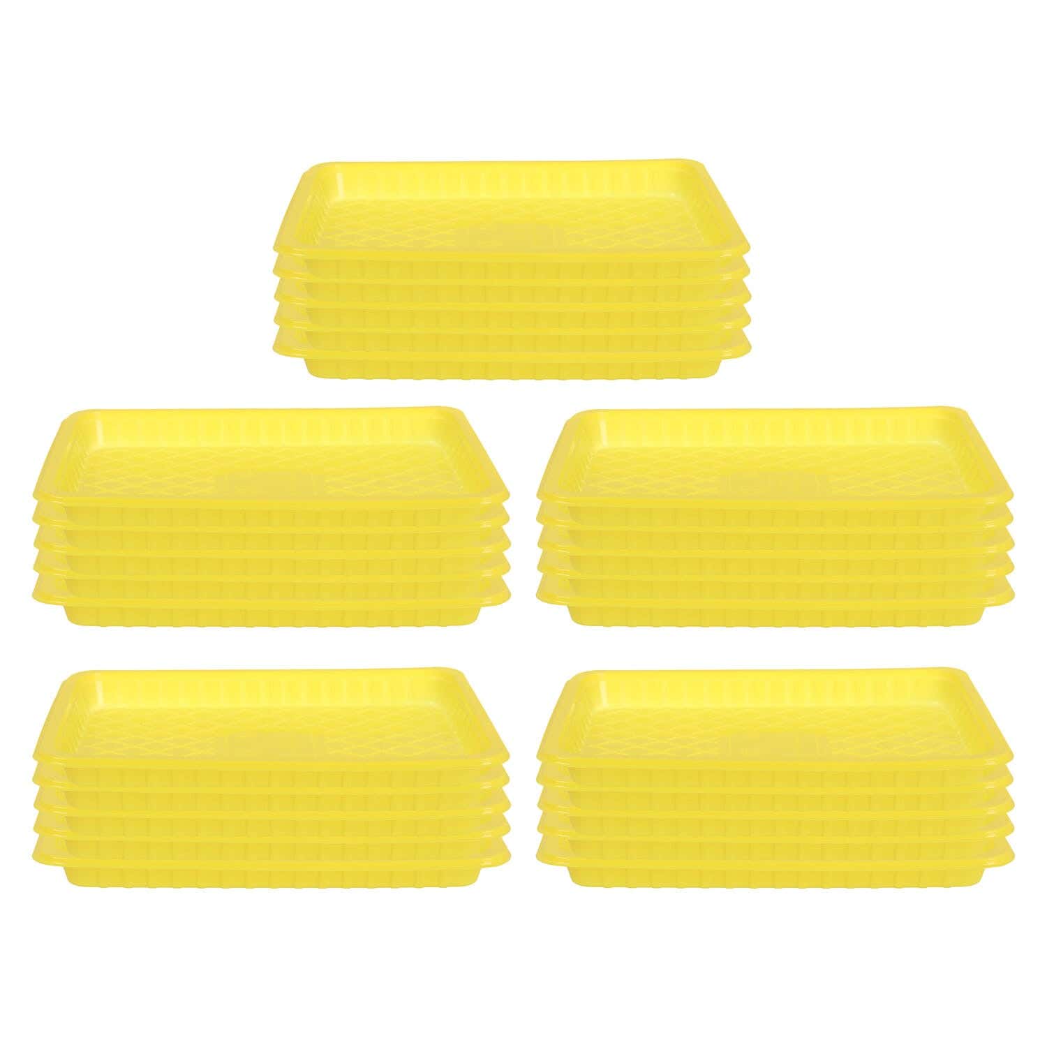 Elite Rectangle Sweets Plate Set, 25 Pieces, 14×21 cm - Yellow