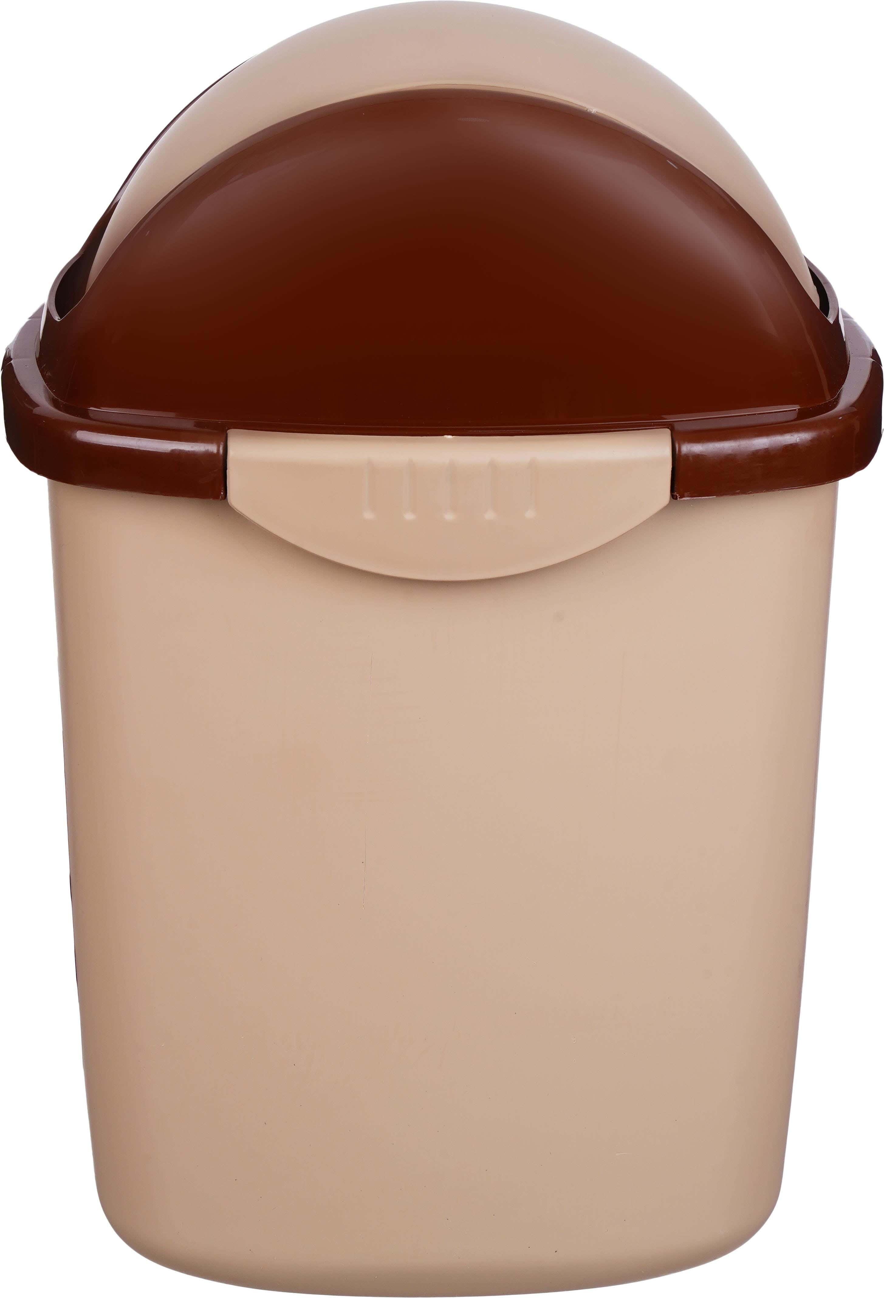Max Plast Plastic Trash Bin, 7 Liters - Beige