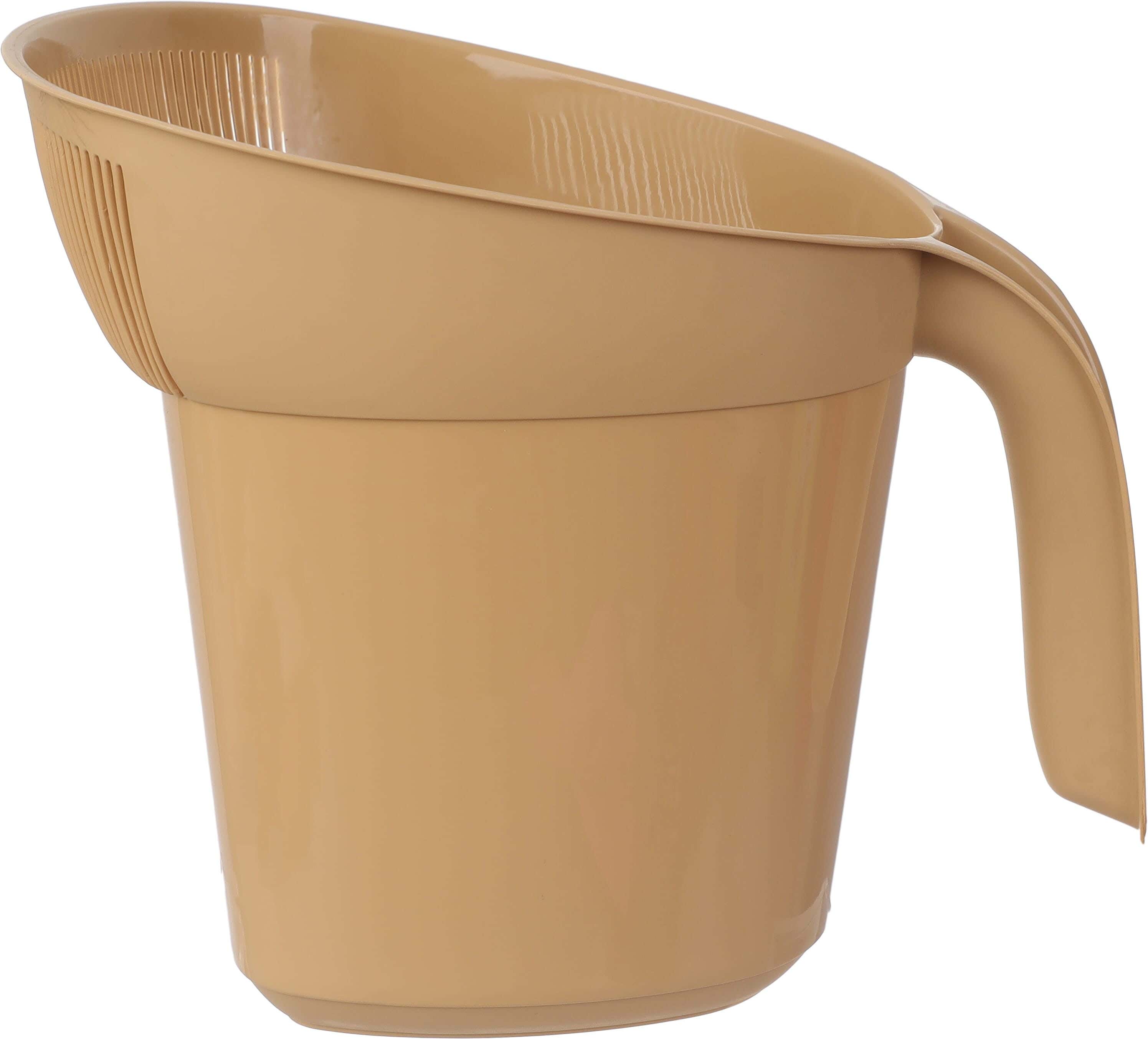 Lamsa Plast Plastic Rice Strainer, Jug Shaped, 22×17×18.5 cm - Beige
