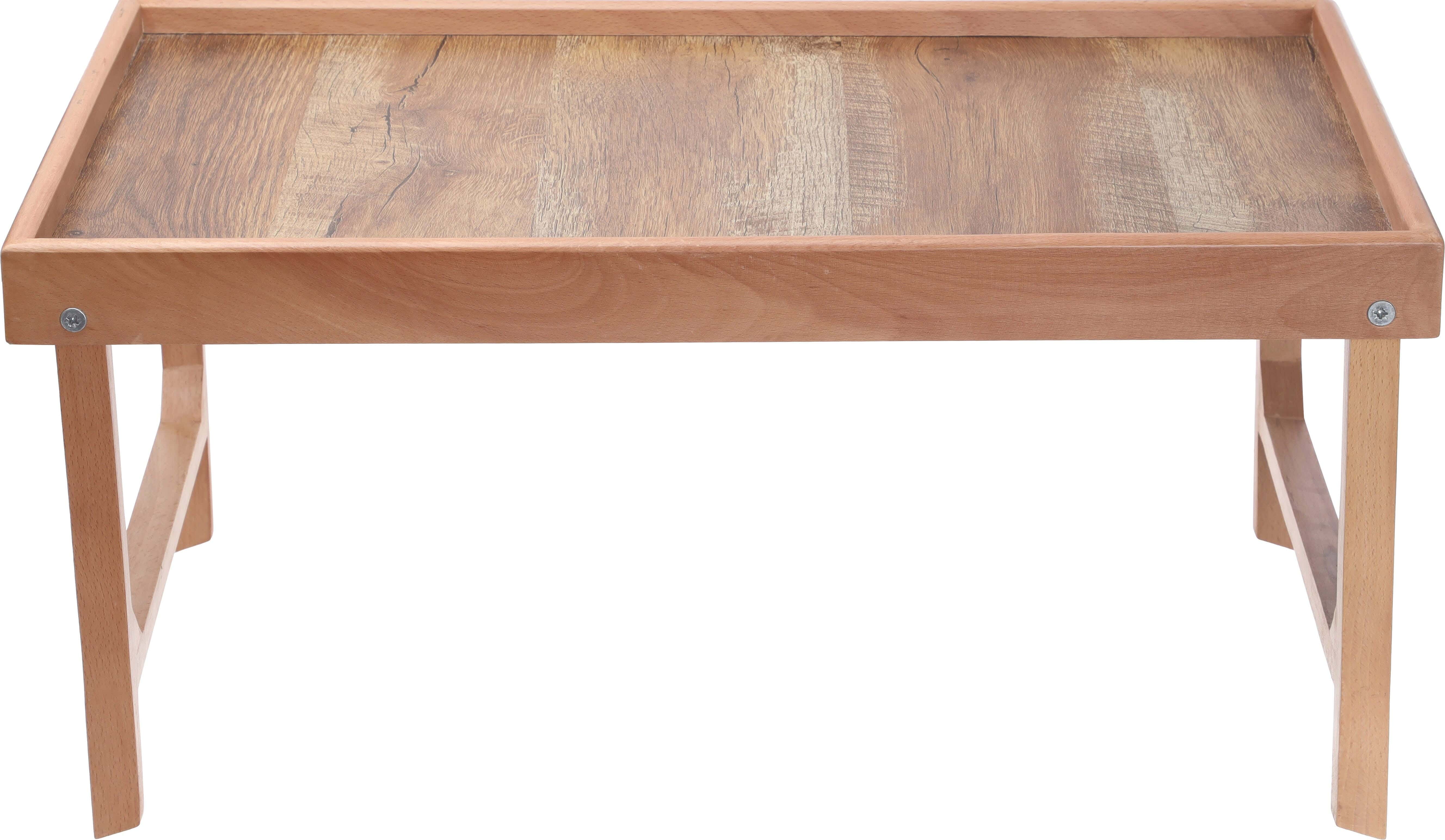 EL SAUDI Rectangular Wood Serving Tray, Foldable, 37×60 cm - Wooden Brown
