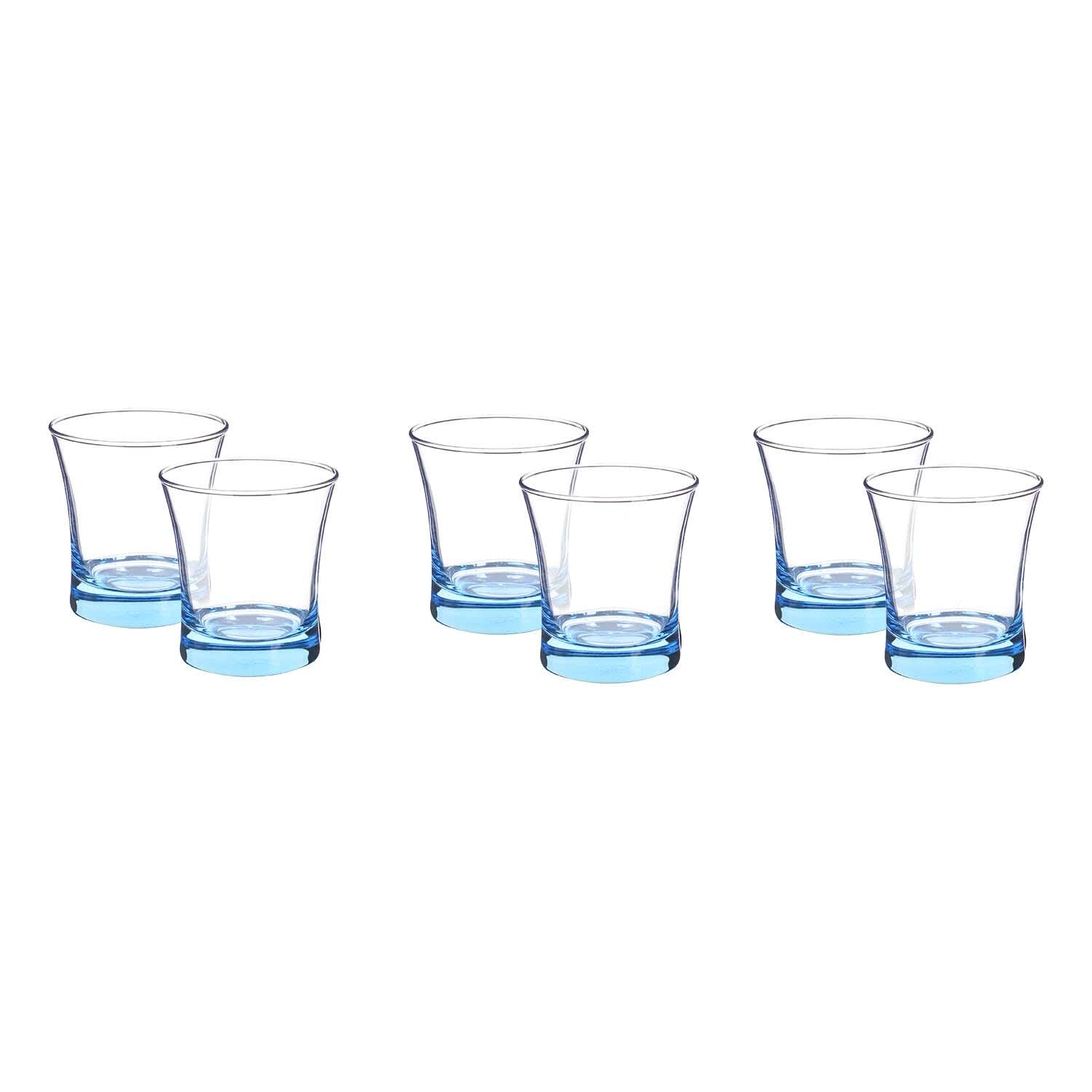 Pasabahce Glass Cups Set, 6 Pieces, 240 ml - Light Blue
