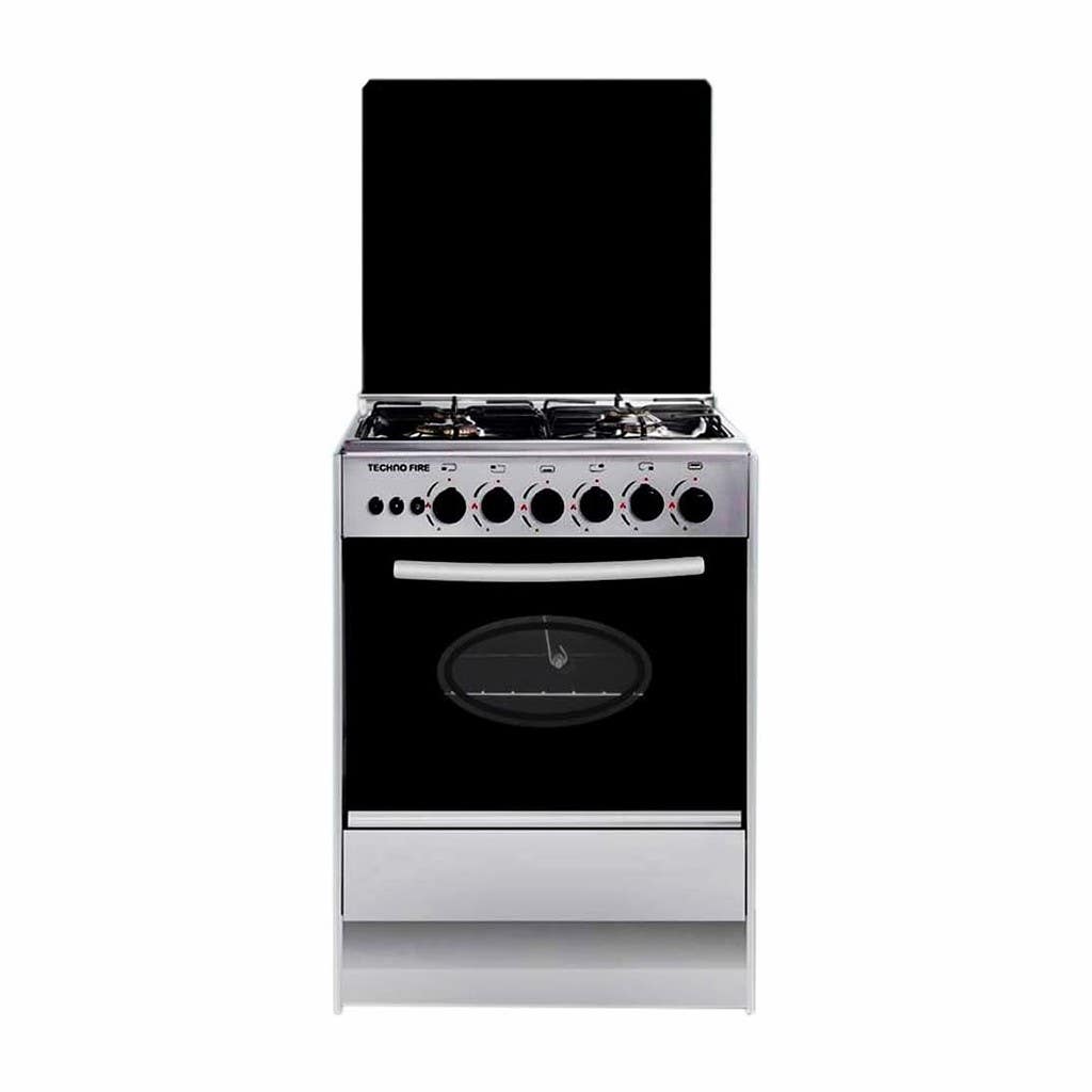 Techno Fire TF80SG Gas Cooker, 4 Burners, 55 x 55 cm - Silver