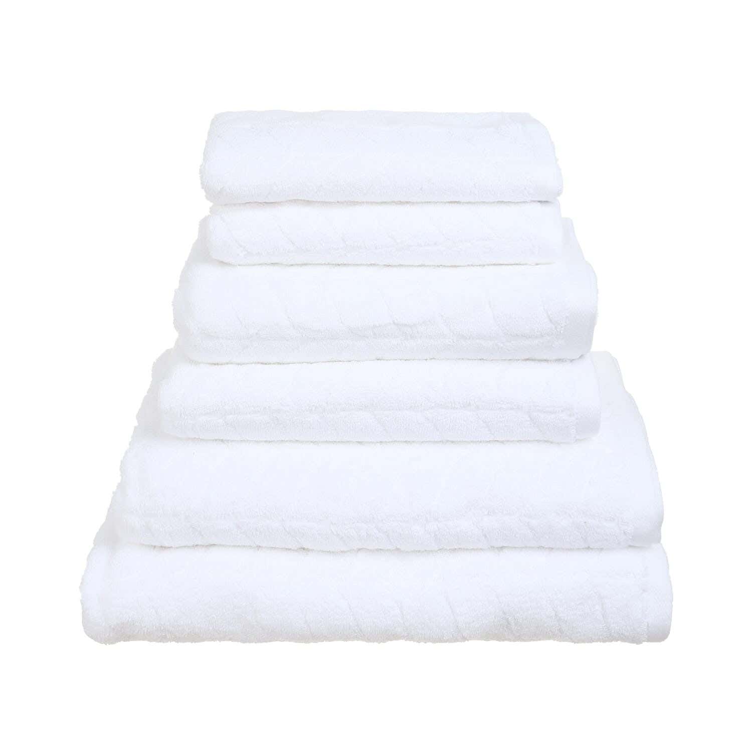Mahalla Jacquard Cotton Towel and Bath Sheet Set, 6 Pieces - White