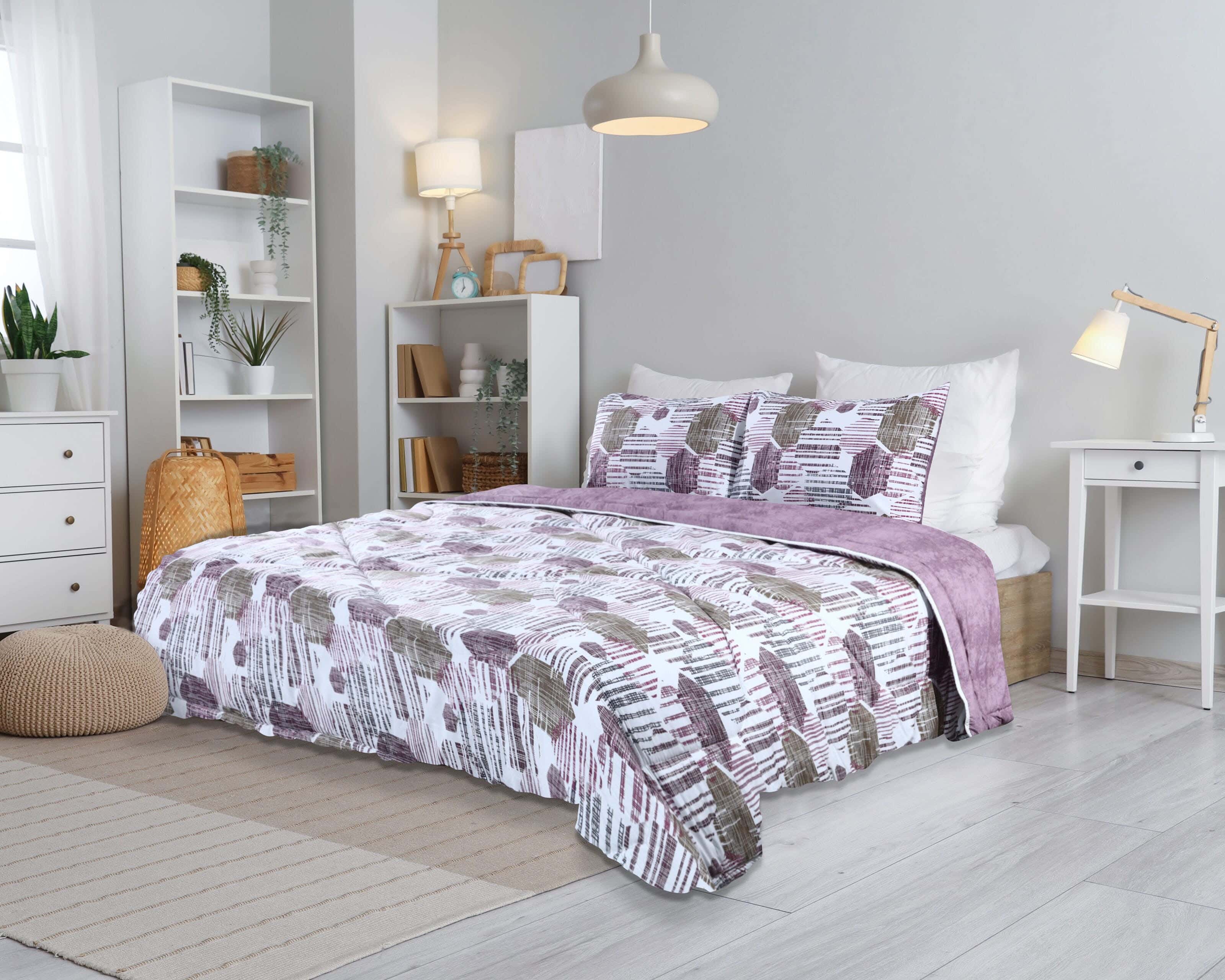 Ronza Home Cotton Double Sided Quilt Set, 3 Pieces, 240x250 cm, 4800 gm - White Cashmere