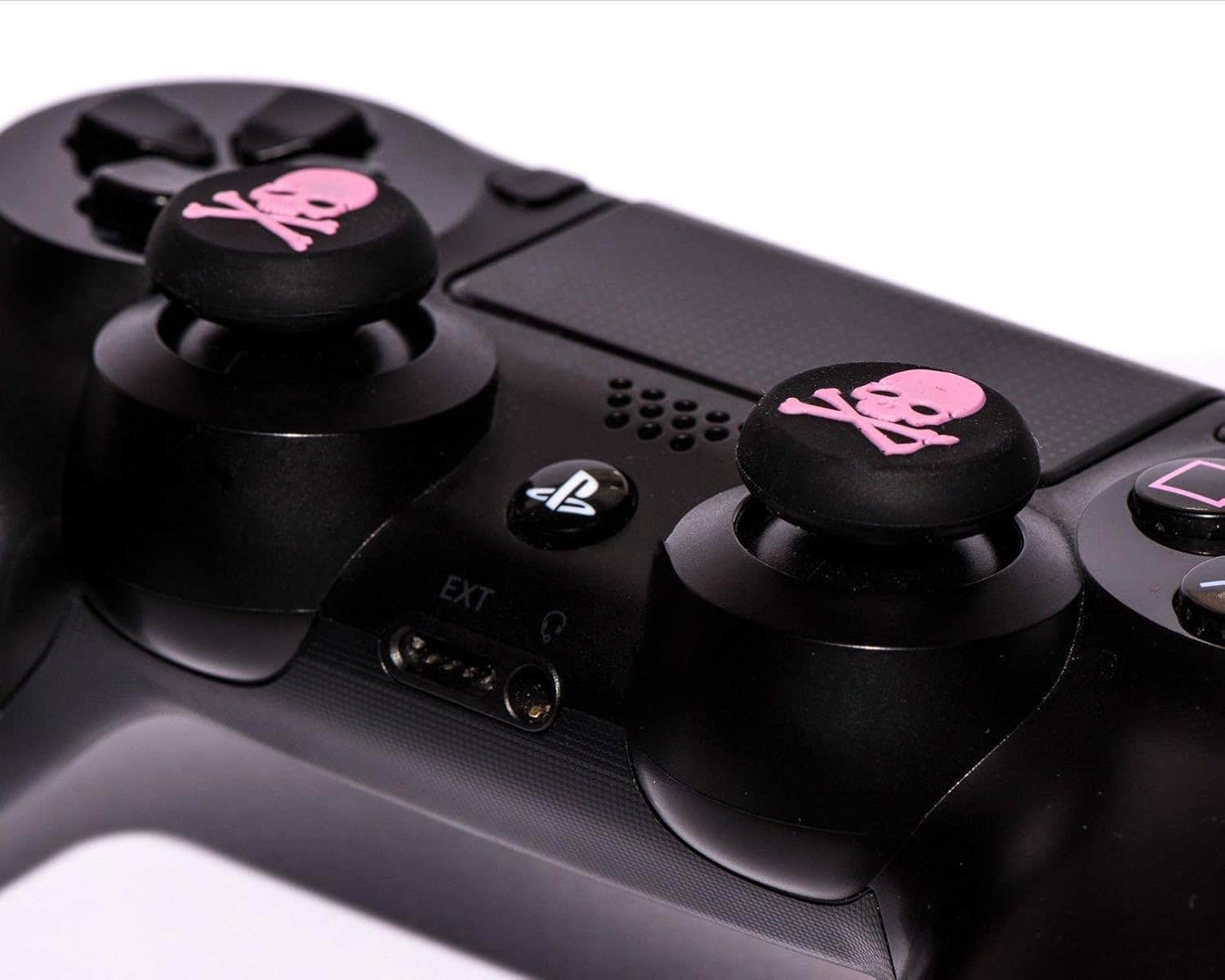 Pete Field Silicone Controller Thumb Grips Caps for PlayStation, Xbox One, 2 Pieces - Pink Black