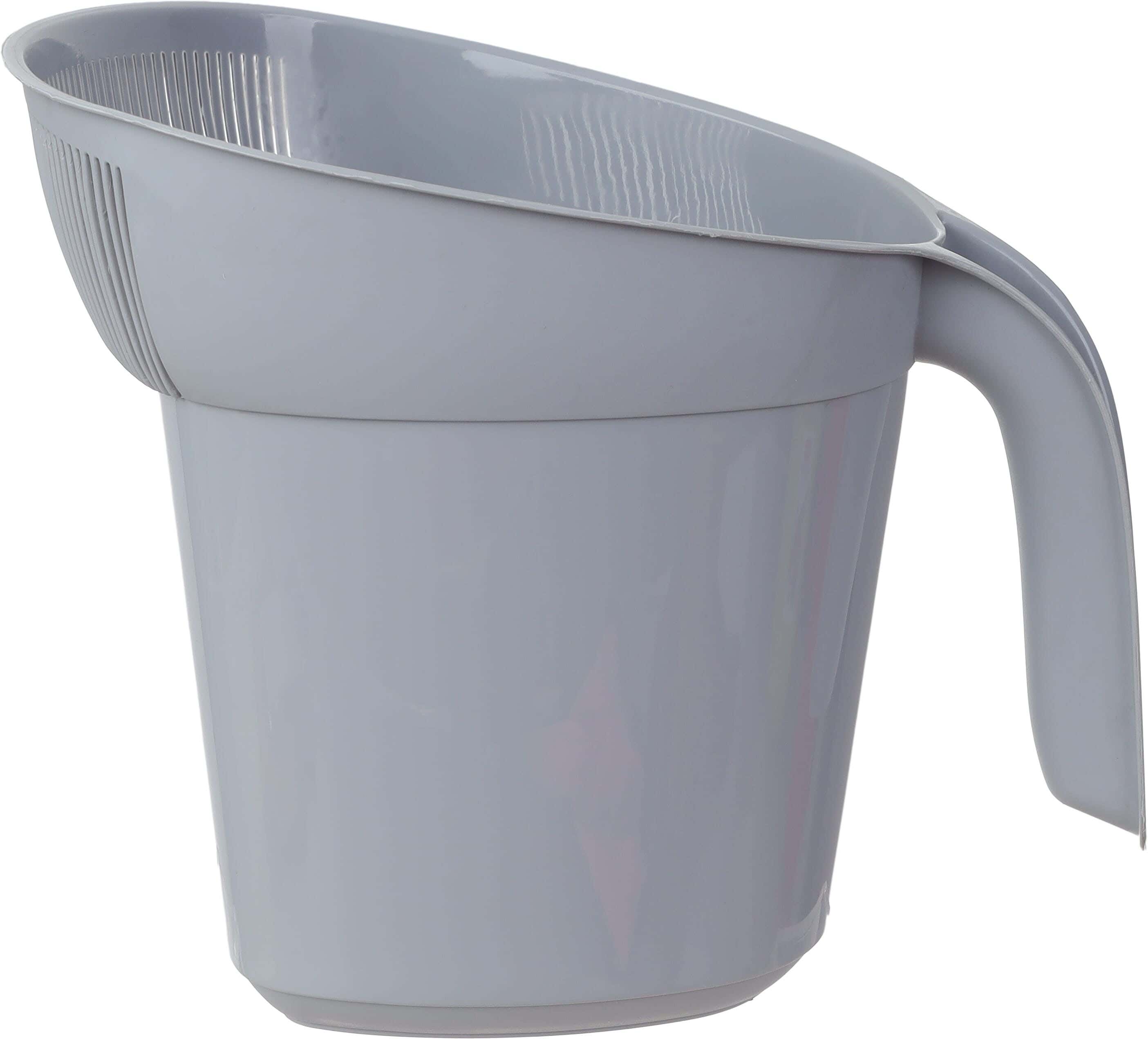 Lamsa Plast Plastic Rice Strainer, Jug Shaped, 22×17×18.5 cm - Grey