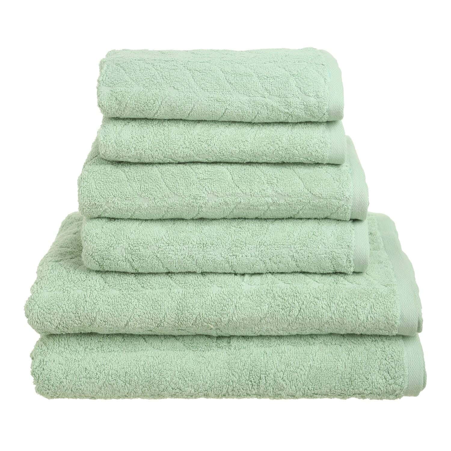 Mahalla Jacquard Cotton Towel and Bath Sheet Set, 6 Pieces - Light Green