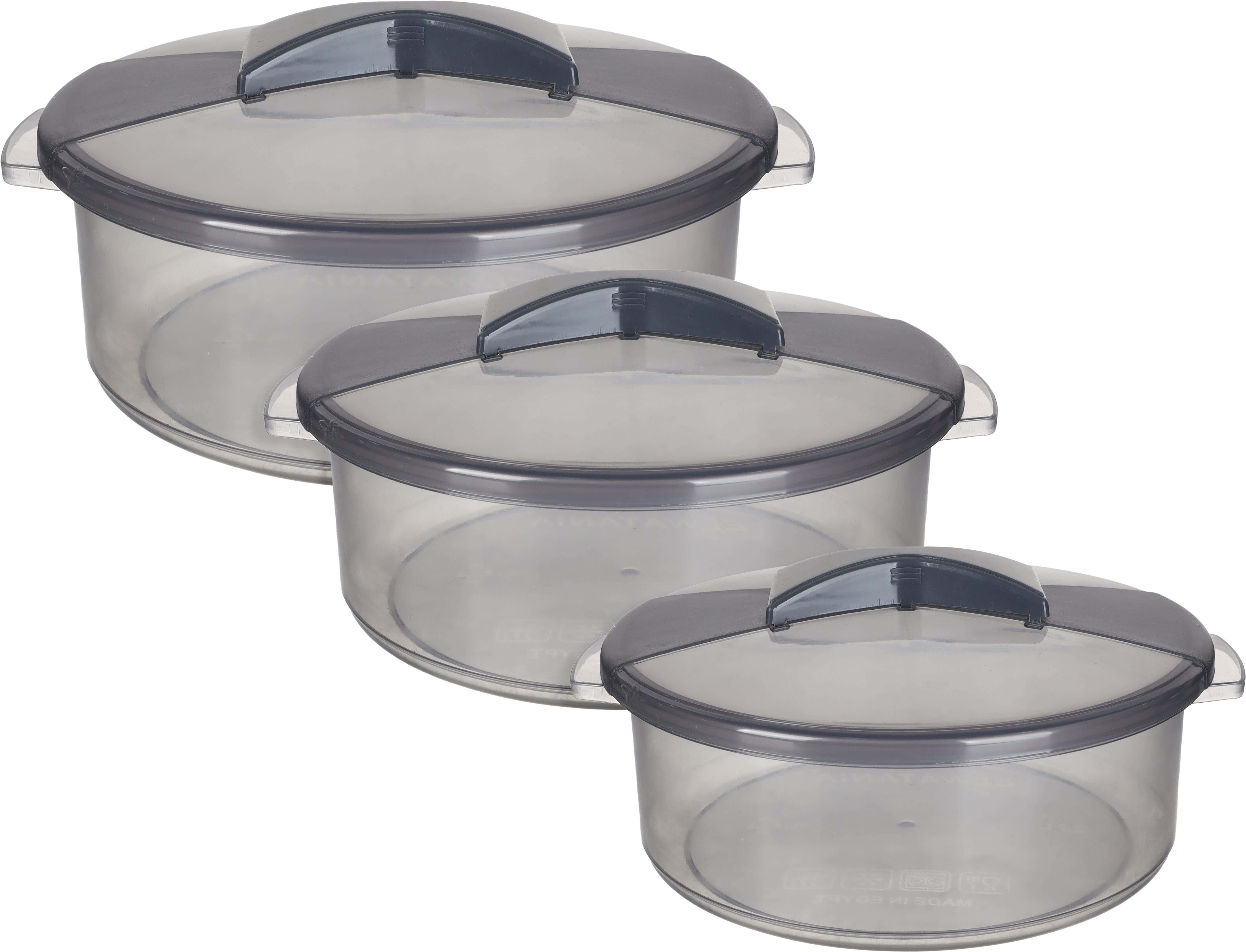 Al Wataneya Plastic Food Keeper Set, 3 Pieces - Dark Grey