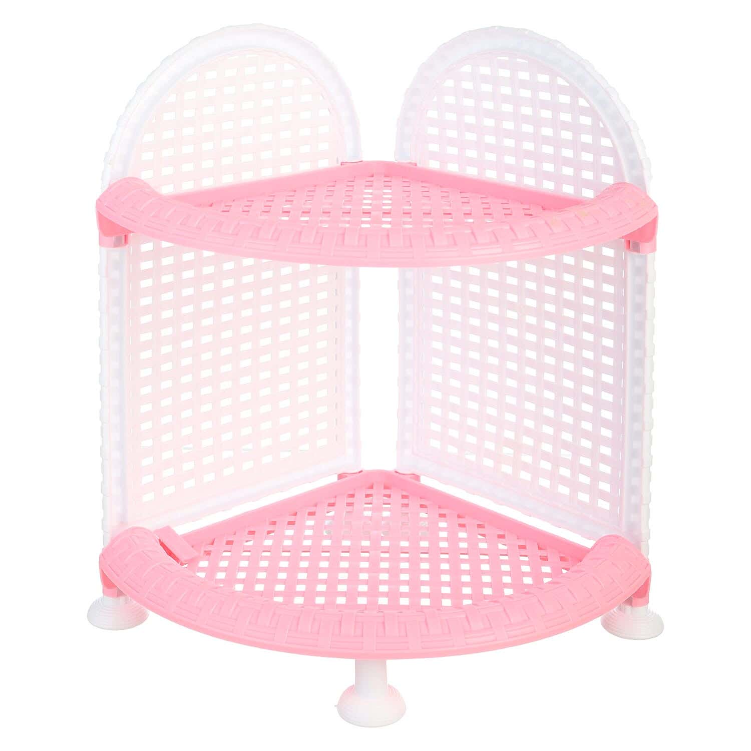 Al Wataneya Rattan Plastic Corner, 2 Levels - White Pink