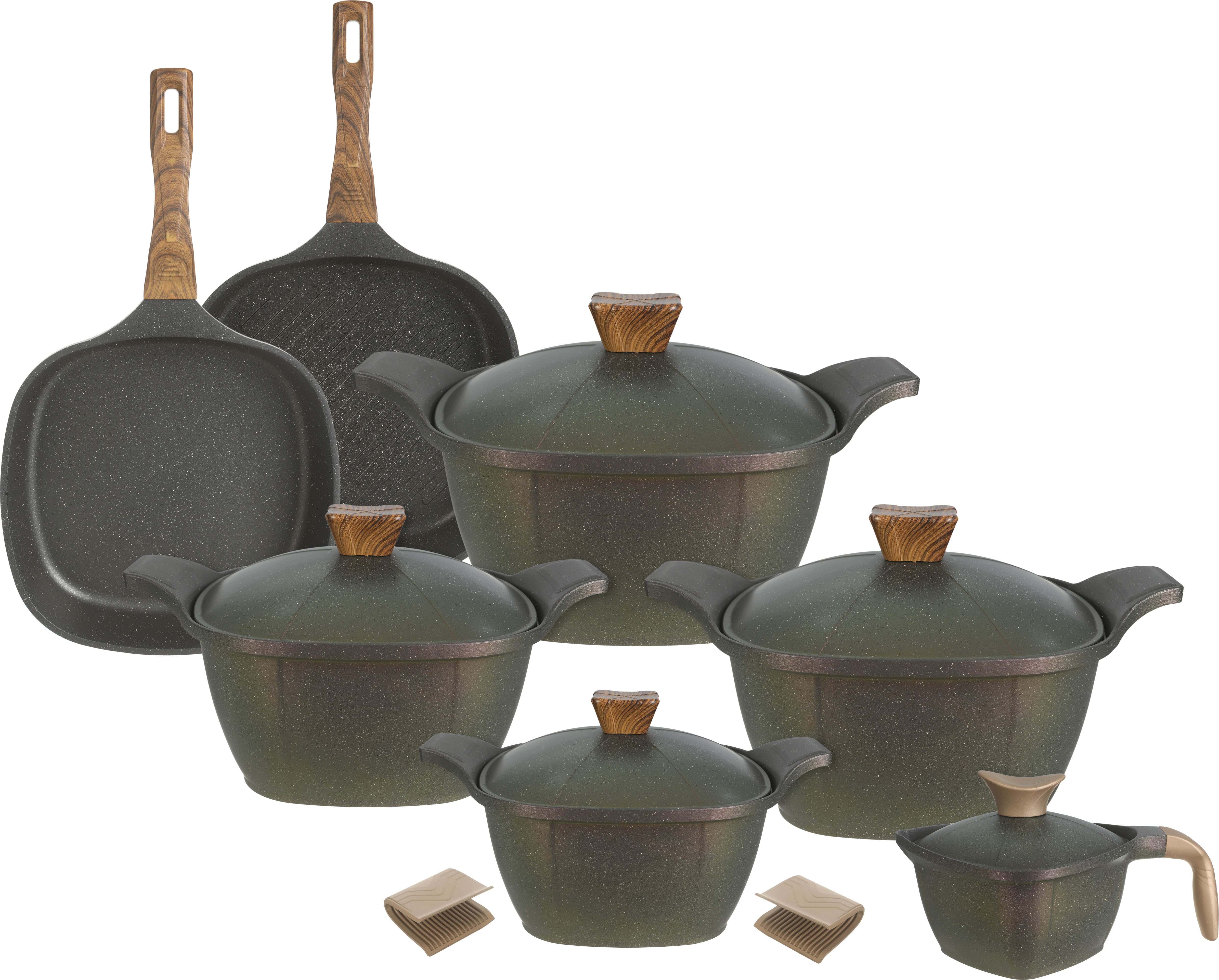 Kazan Granite Cookware Set, 12 Pieces - Green