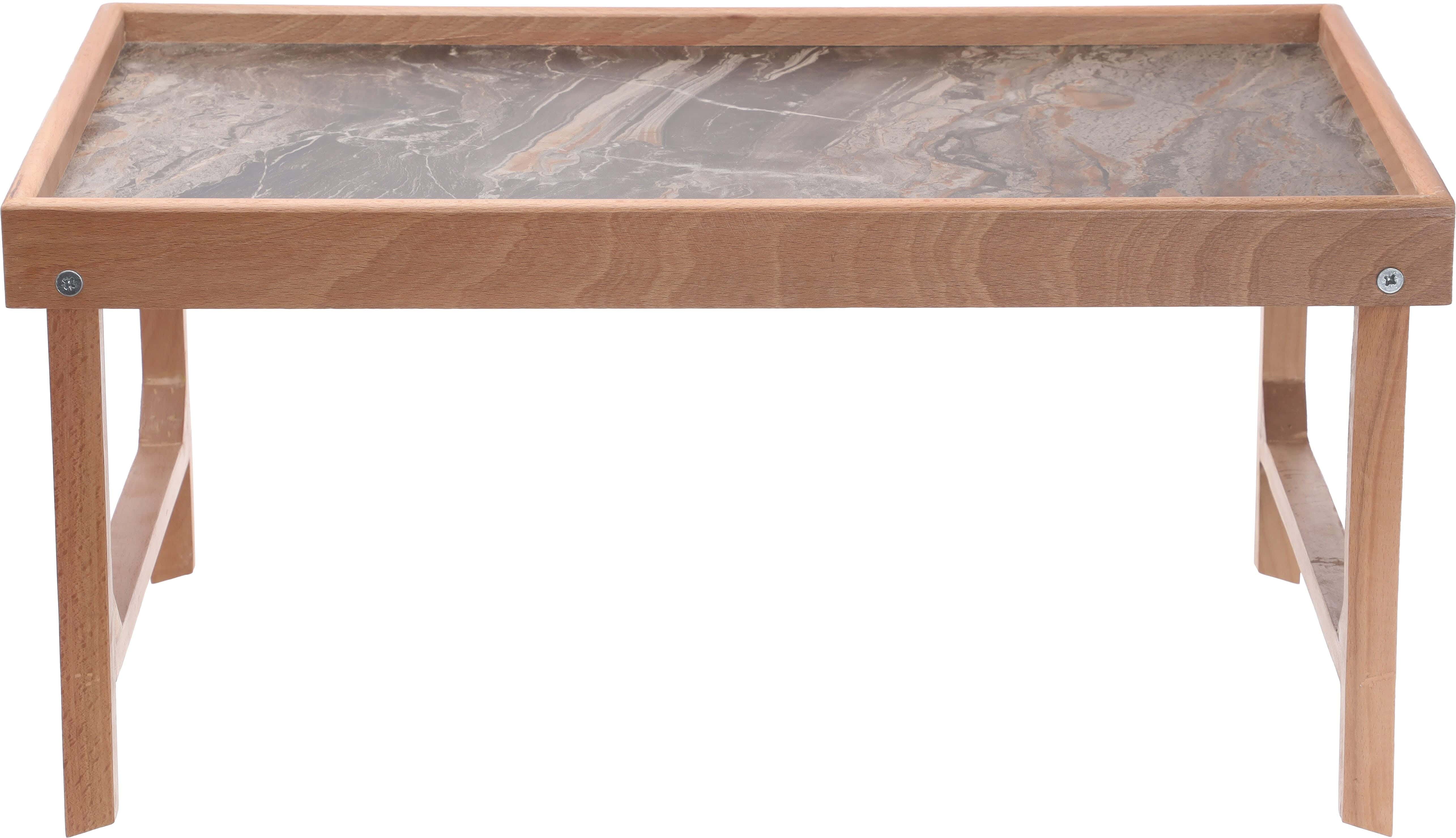 EL SAUDI Rectangular Wood Serving Tray, Foldable, 37×60 cm - Wooden Brown