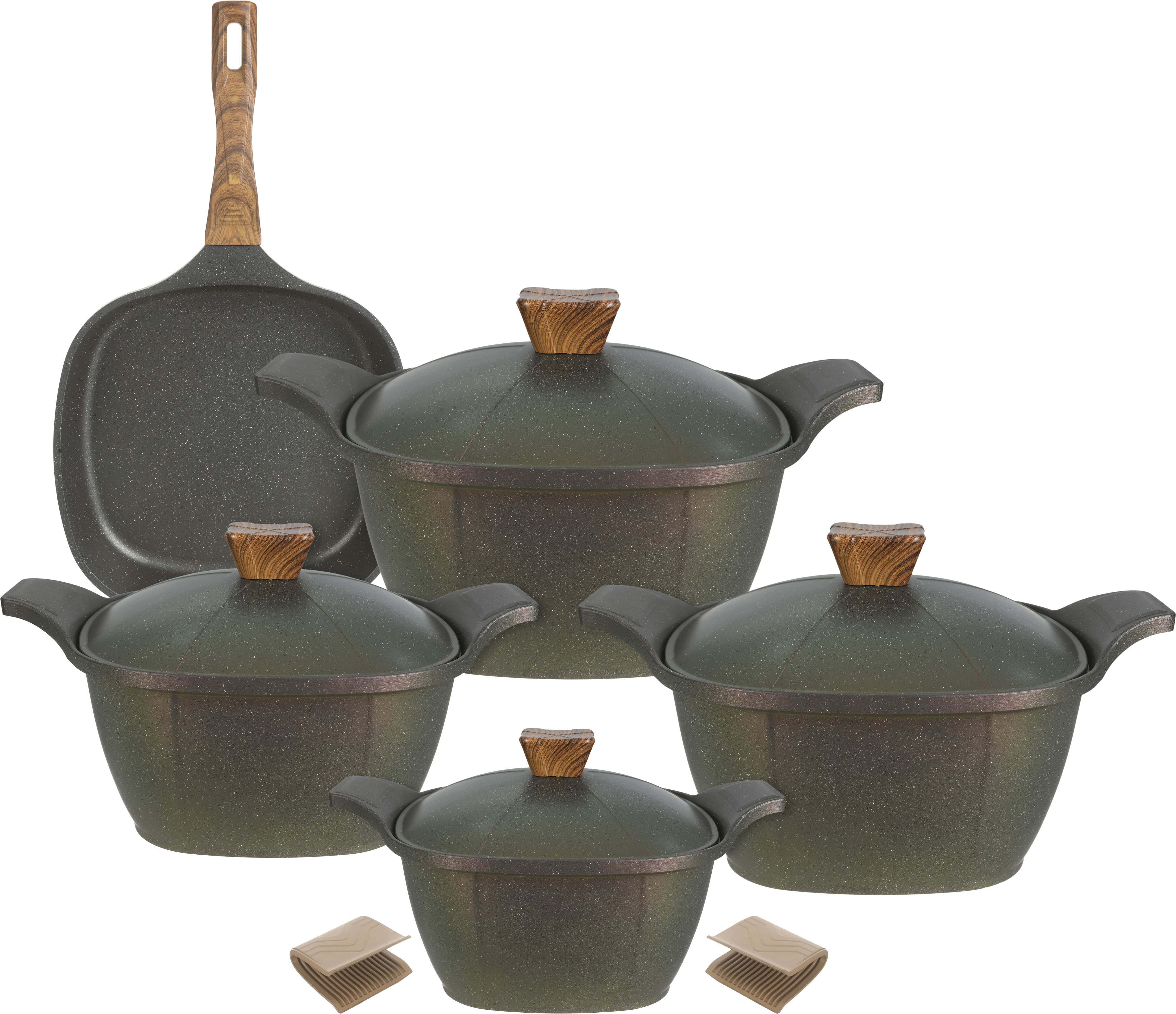 Kazan Granite Cookware Set, 9 Pieces - Green