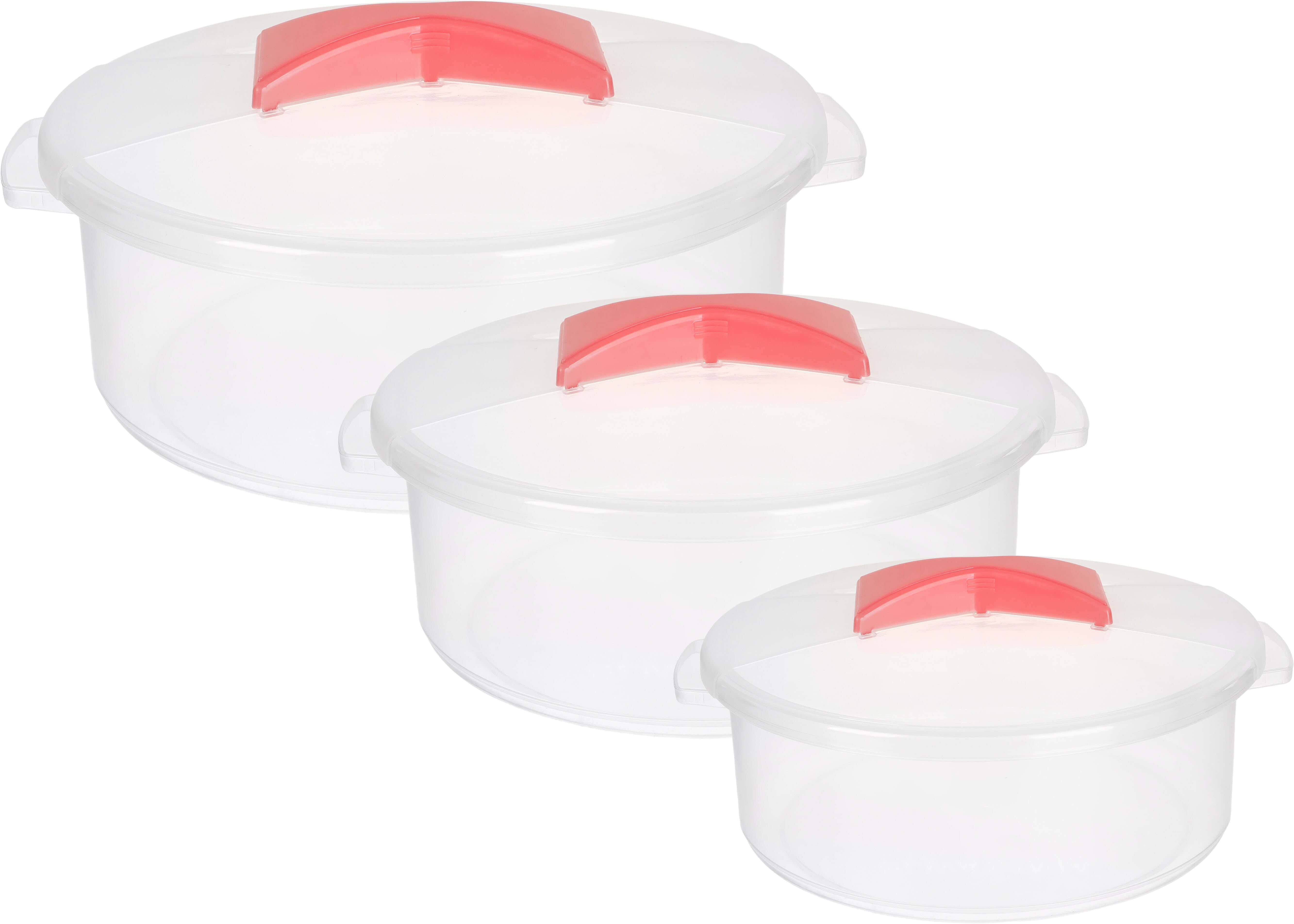 Al Wataneya Plastic Food Keeper Set, 3 Pieces - Clear Red