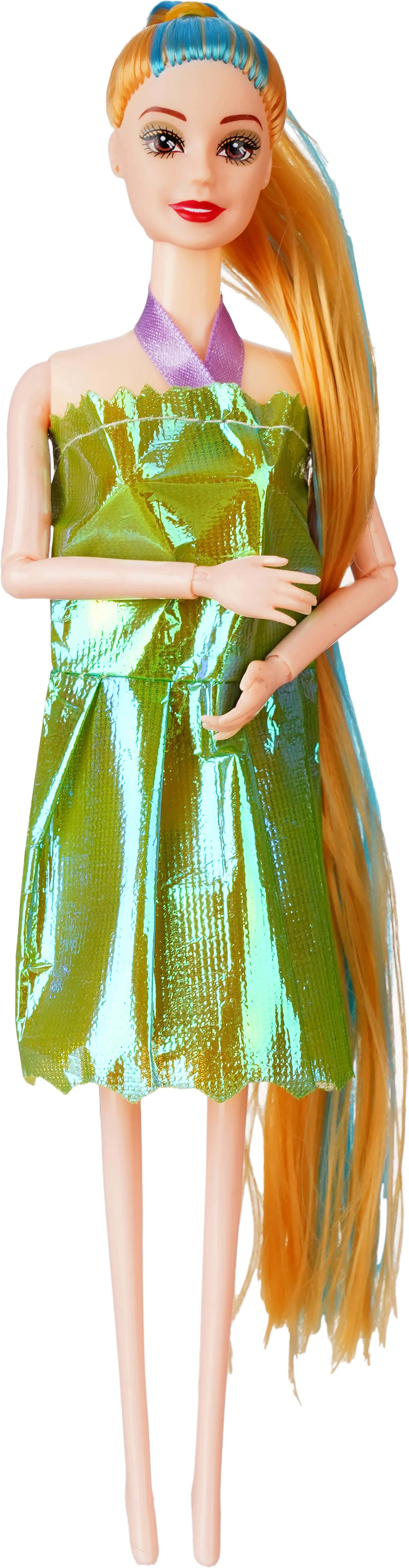 Plastic Small Doll In Evening Dress - Multicolor