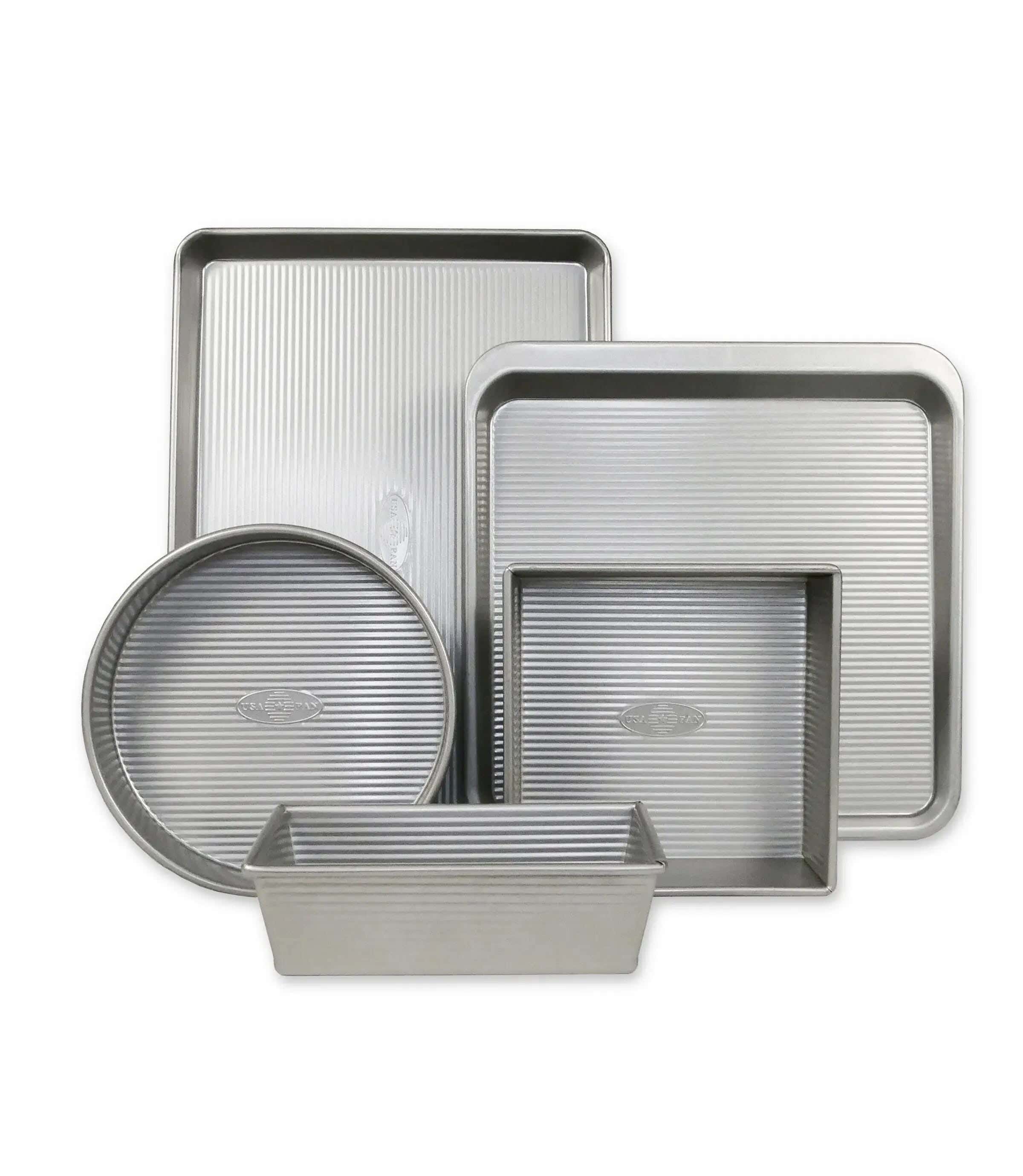 Aluminum oven tray set, 5 pieces - Silver