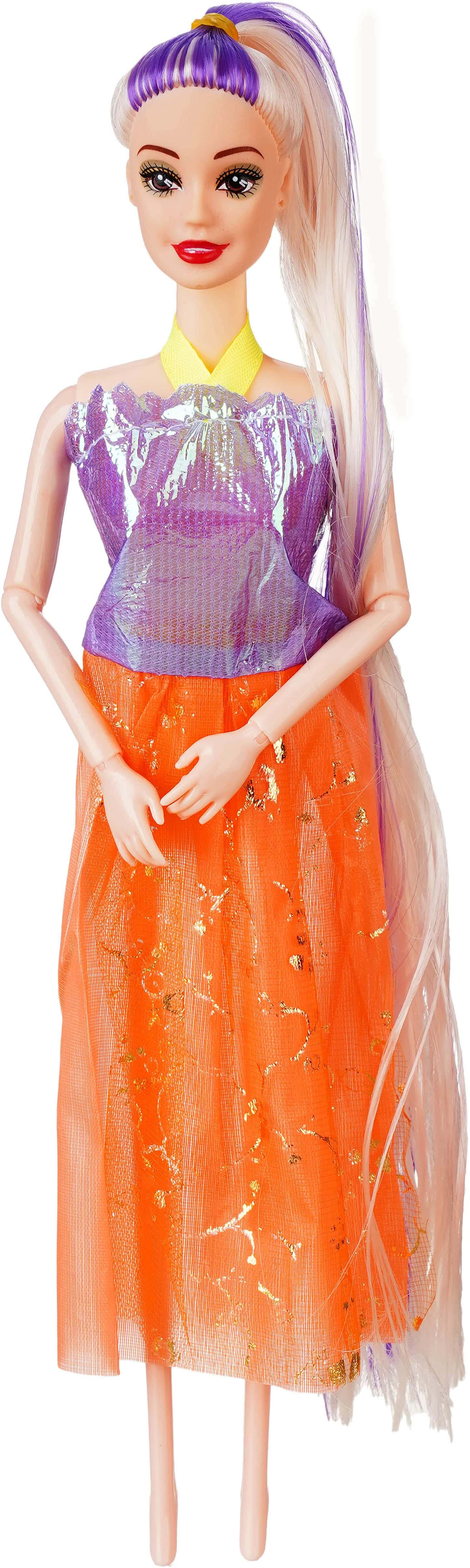 Plastic Small Doll In Evening Dress - Multicolor