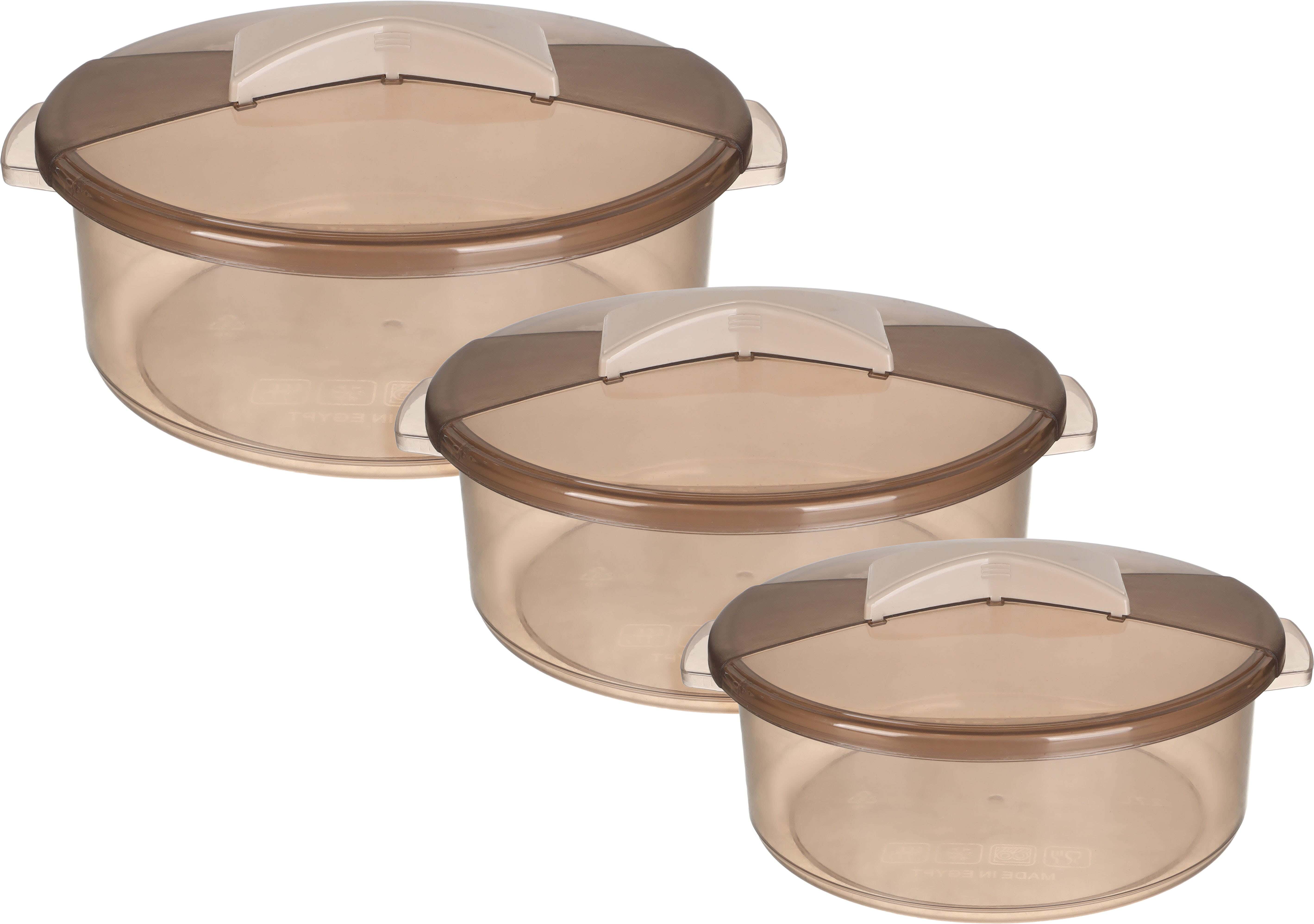 Al Wataneya Plastic Food Keeper Set, 3 Pieces - Brown Beige