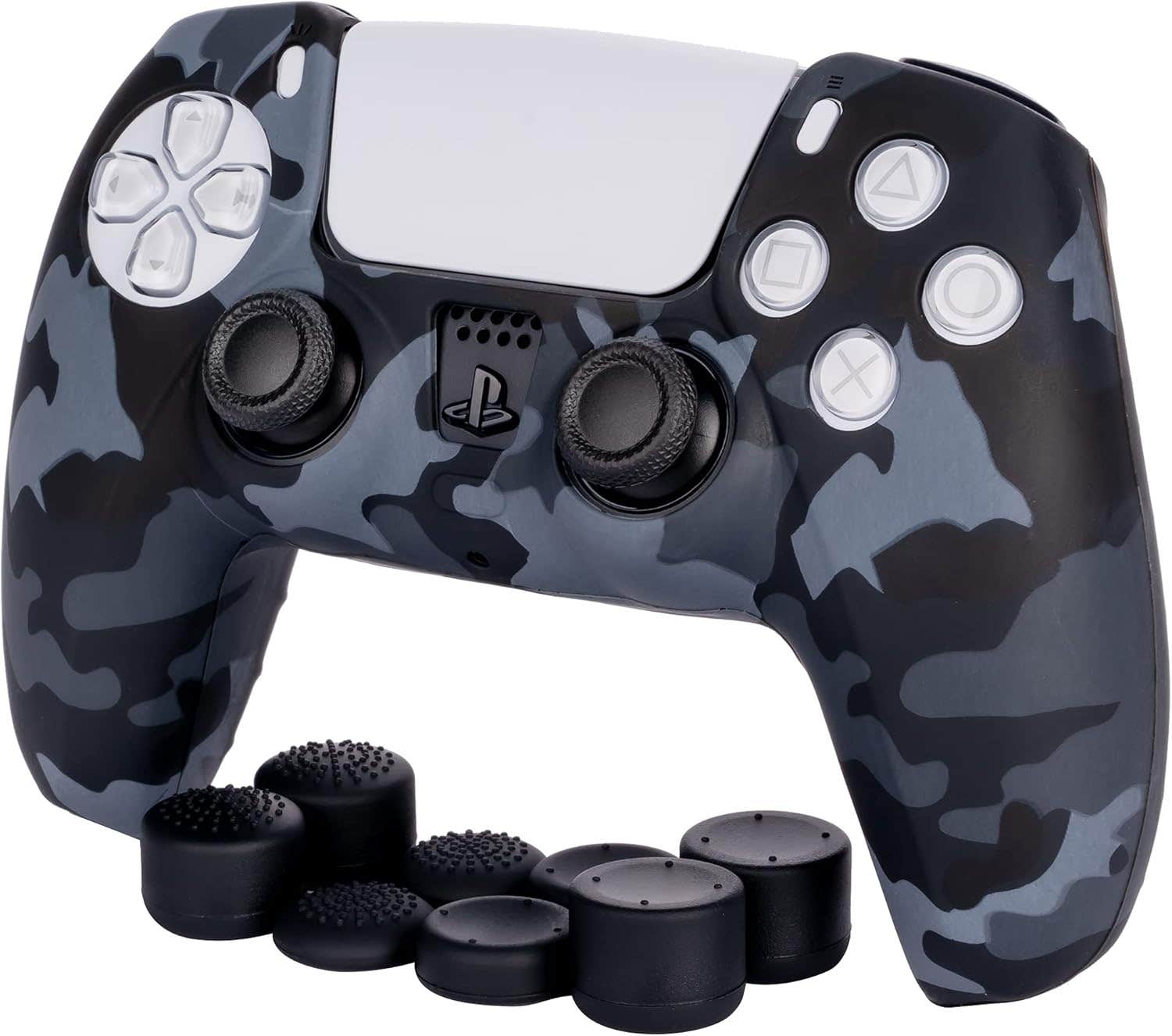 Controller Case With Thumb Grip Covers, Silicone, Non-Slip, For Playstation 5, 9 Pieces