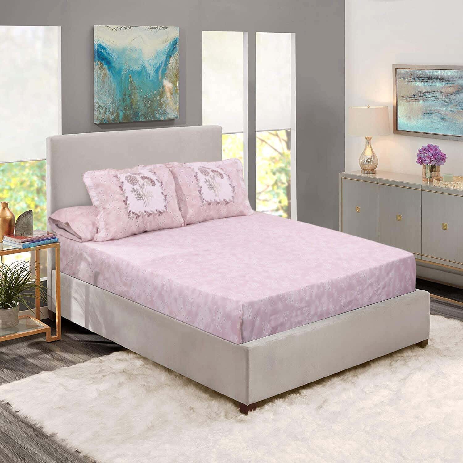 Verdi embroidered Cotton Comforter Set, 5 Pieces, 6000 grm - Multicolor