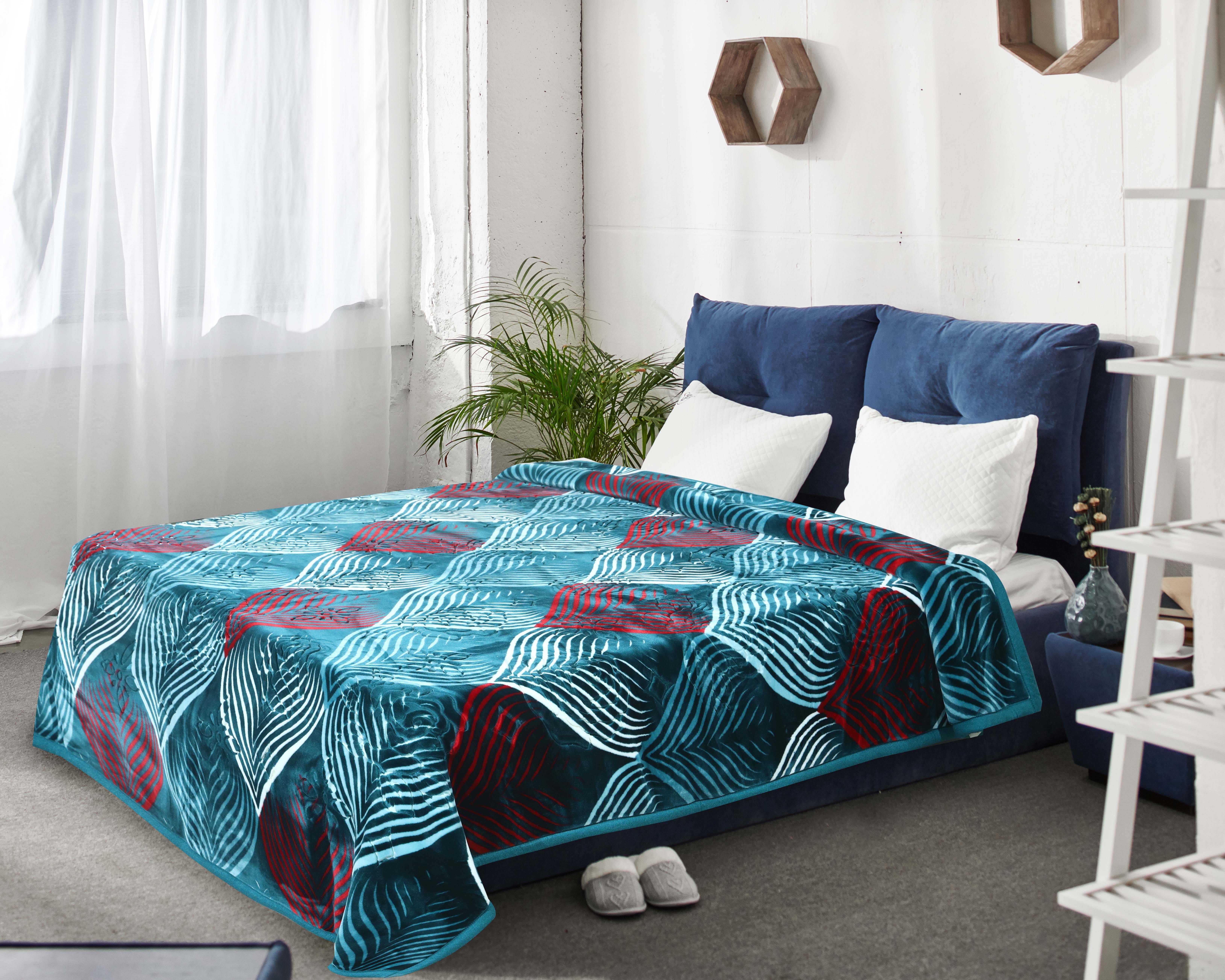 Aslan Double Layers Velvet Blanket, 220x240 cm, 8 Kg Approximately - Green
