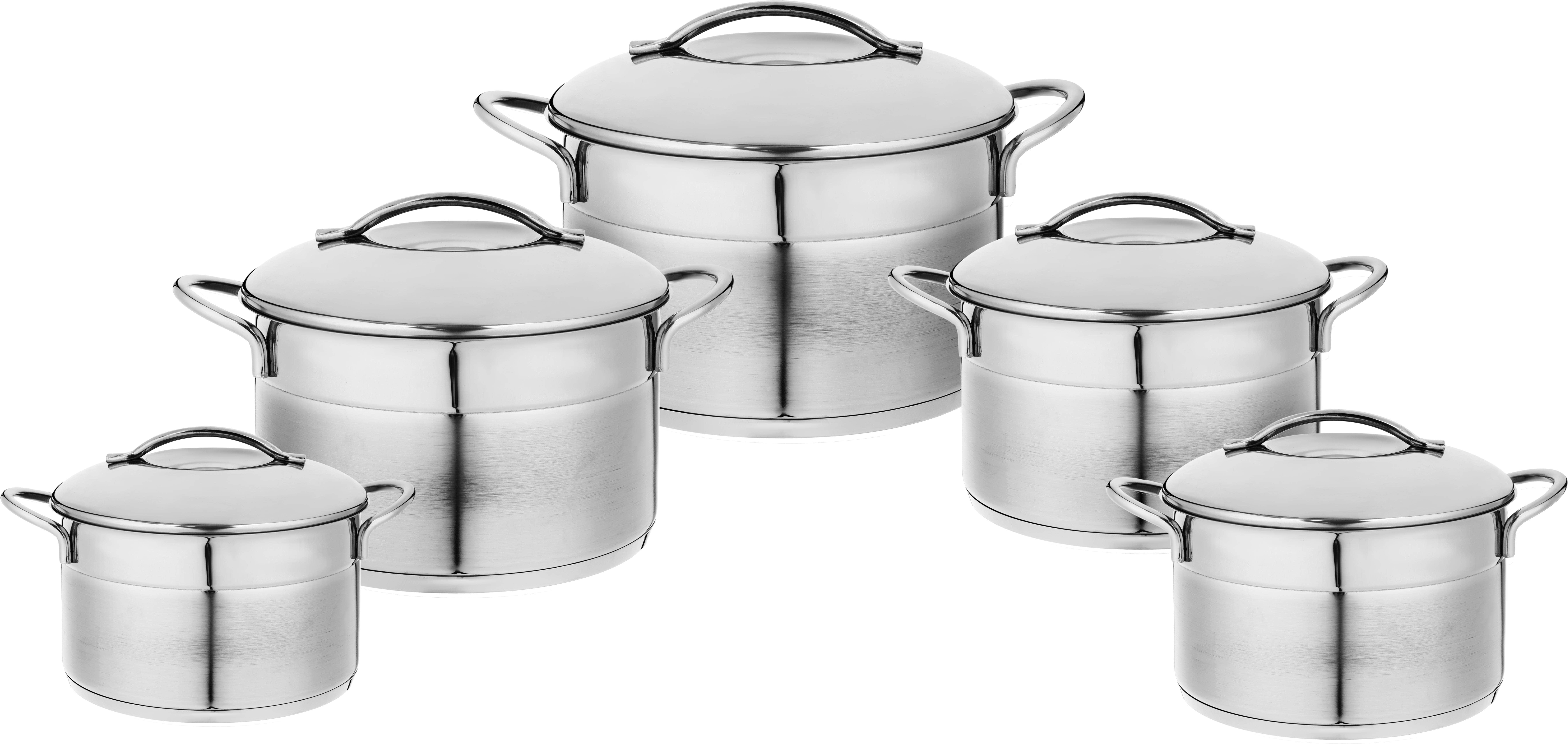 Olinda Stainless Steel Pots Set, 10 Pieces - Silver