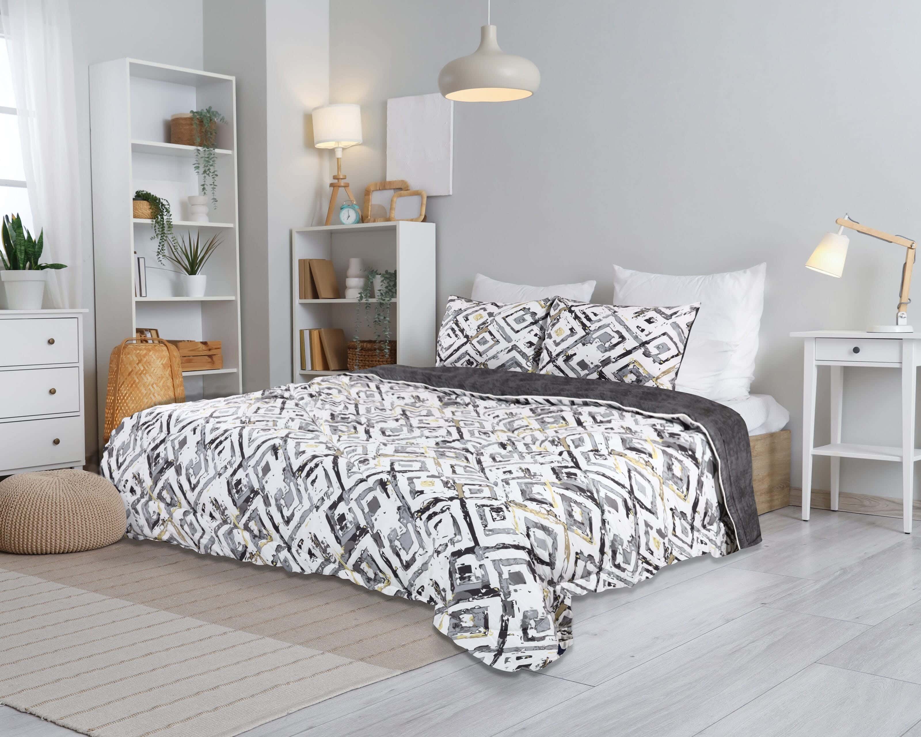Ronza Home Cotton Double Sided Quilt Set, 3 Pieces, 240x250 cm, 4800 gm - Multicolor