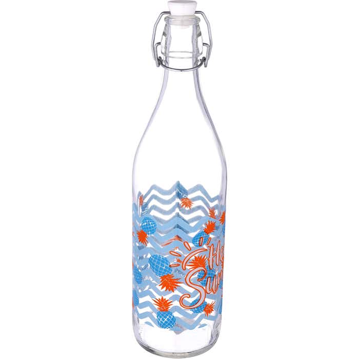 Get Glass Water Bottle, Clip Lid, 1 Liter