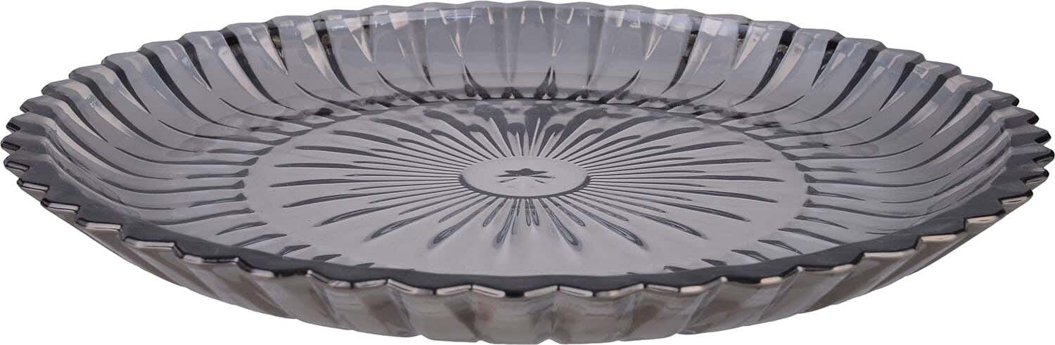 Round Glass Fruit Plate, 36 cm - Clear Black