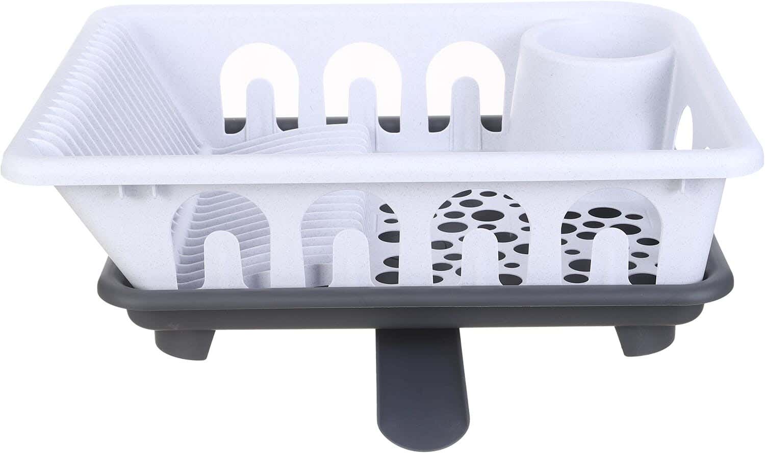 Al Wataneya Plastic Dishes Rack Basin Kitchen, 47.5×36×16 cm - White Grey