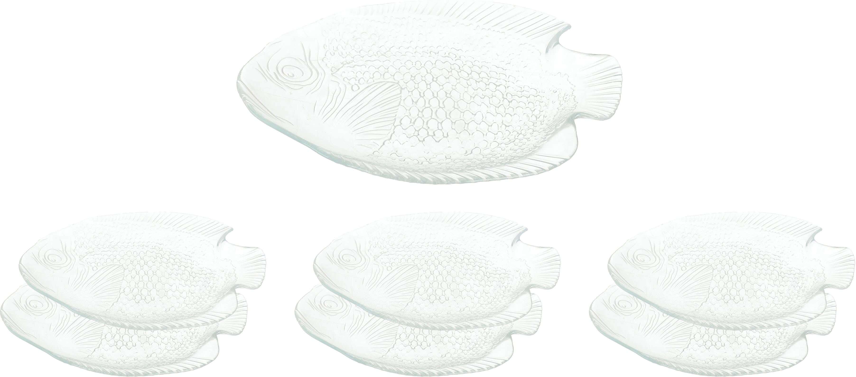 Zinnia Fish-Shaped Glass Dish Set, 7 Pieces - Clear