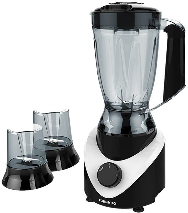 Tornado Electric Blender, 400 watt, 1.5 Liter, 2 Mills,BL500/2-BLACK -Black