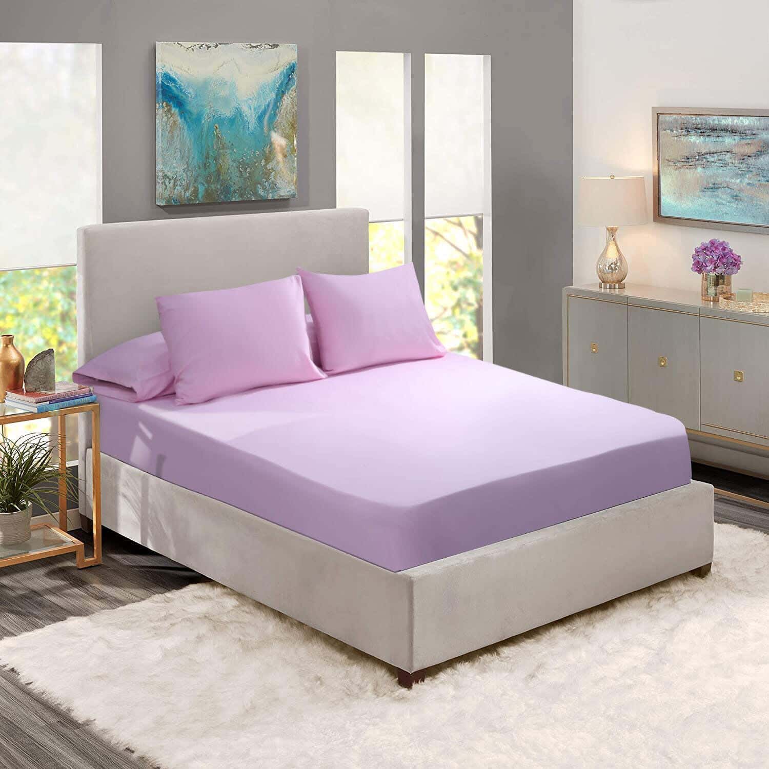 Forbed Bed Elastic Sheet Set, 4 Pieces, 160×200 cm - Pink
