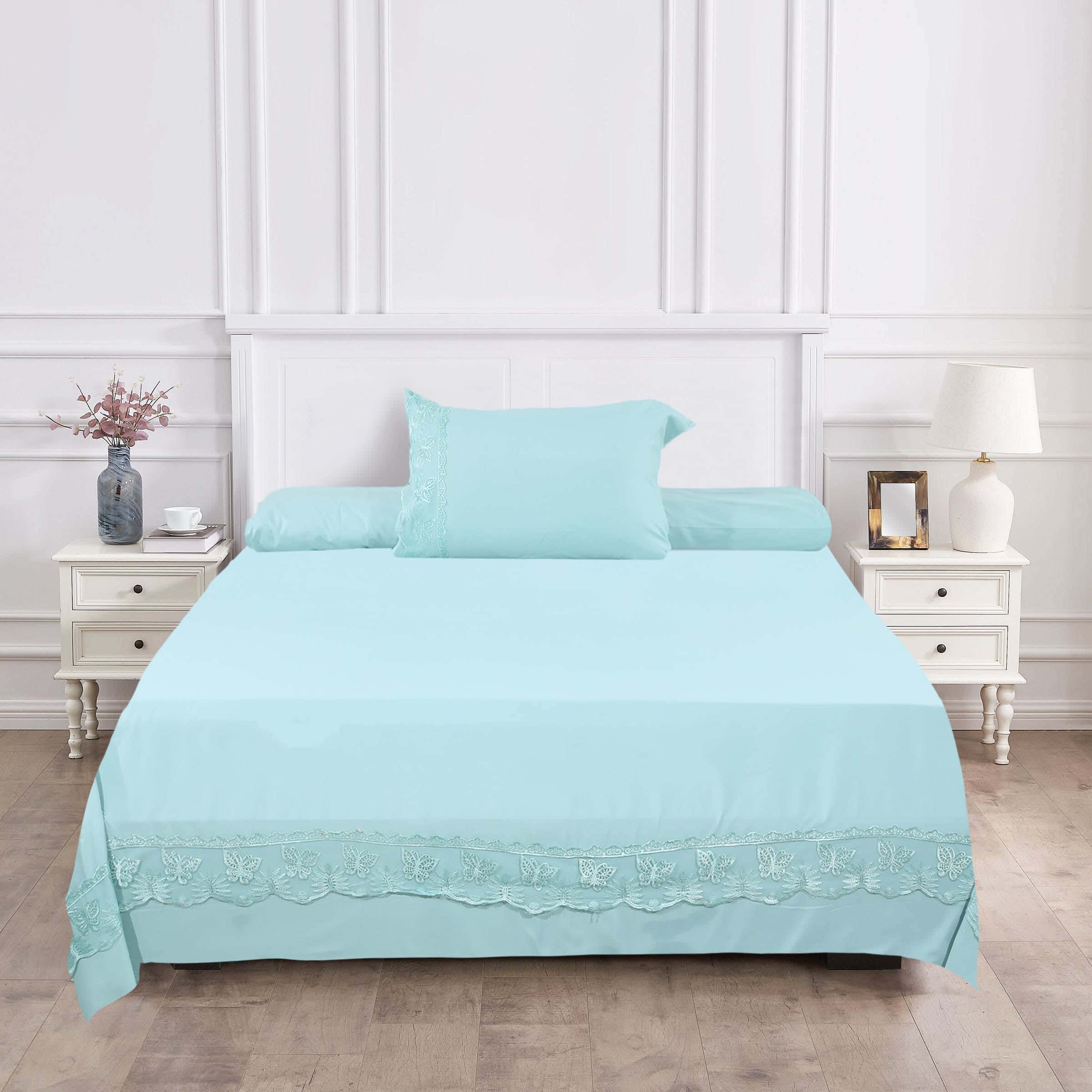 Al Khan Cotton Youth Bed Sheet Set, 6 Pieces, 190×240 cm, 2880 gm - Light Green