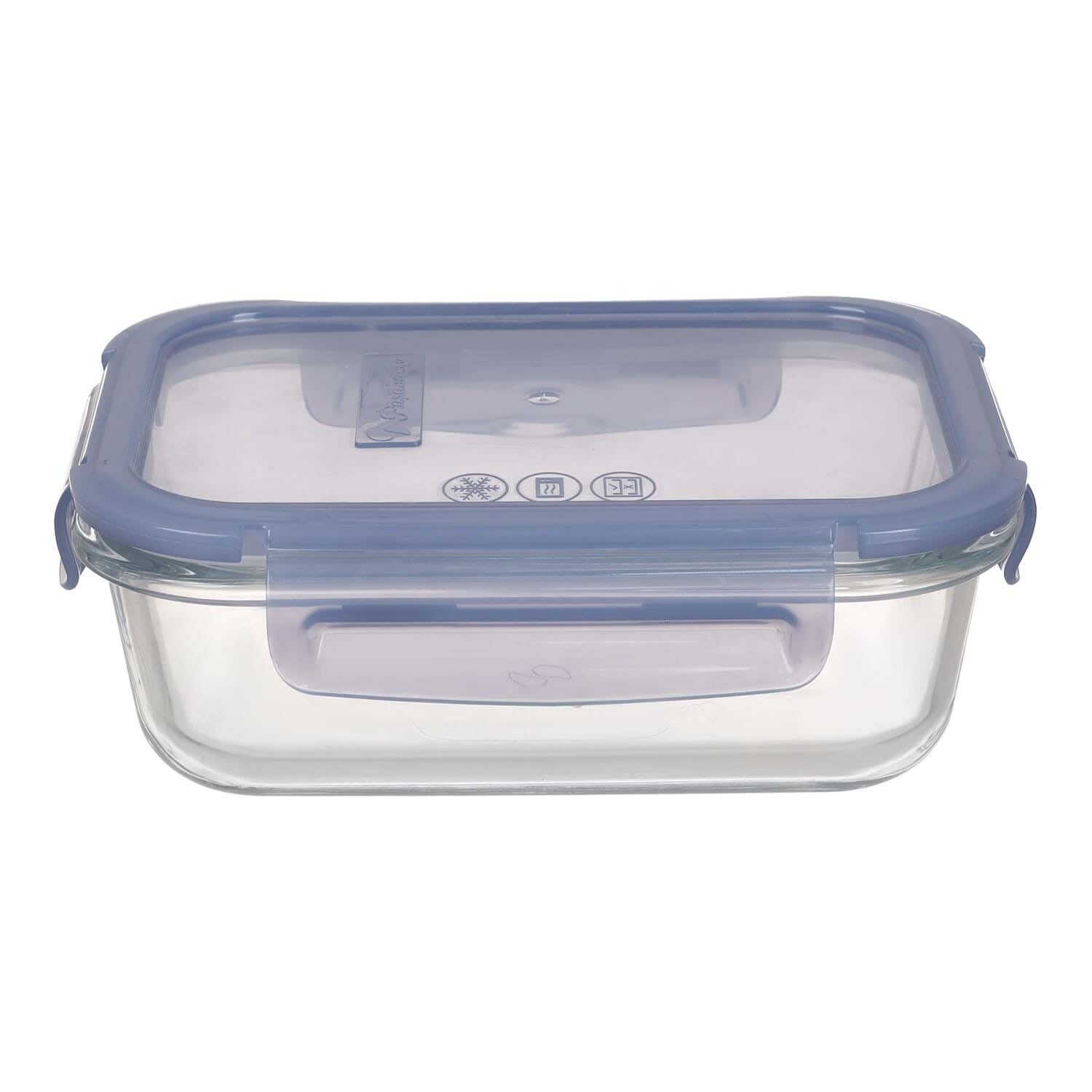 Pasabahce Glass Food Keeper With Plastic Lid, 17×13 Cm - Clear Blue