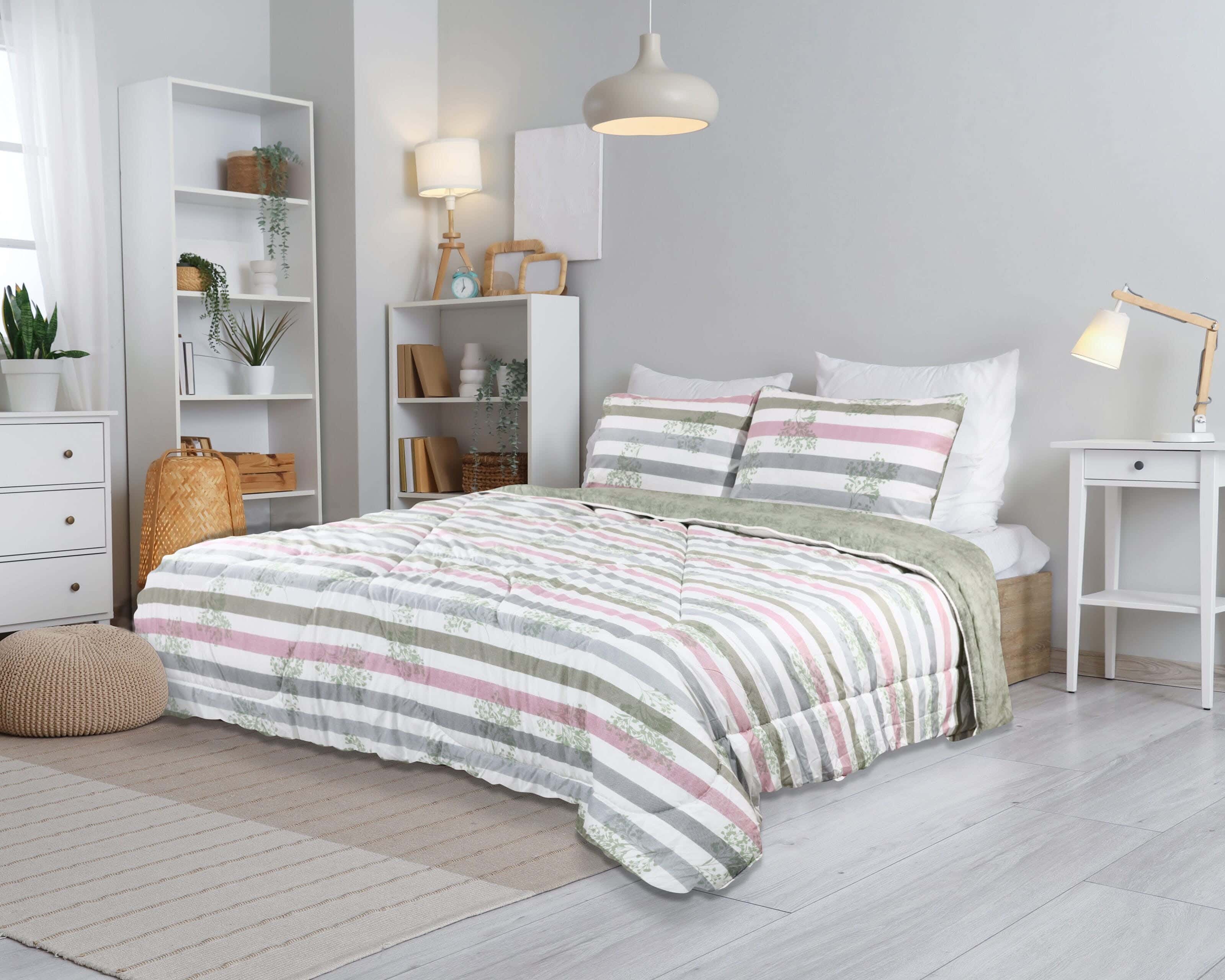 Ronza Home Cotton Double Sided Quilt Set, 3 Pieces, 240x250 cm, 4800 gm - Multicolor