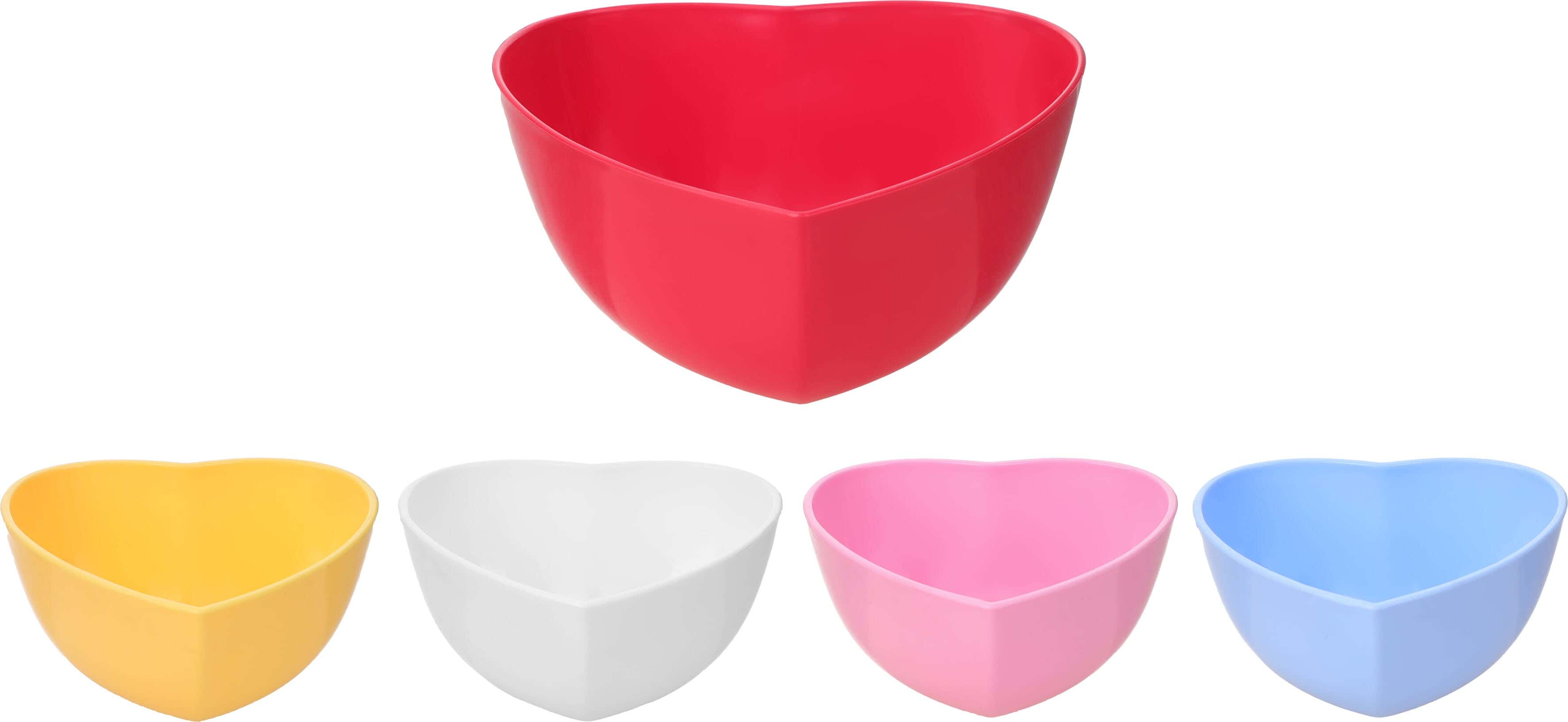 Lamsa Plastic Bowl Set, Heart Shaped, 5 Pieces - Multicolor