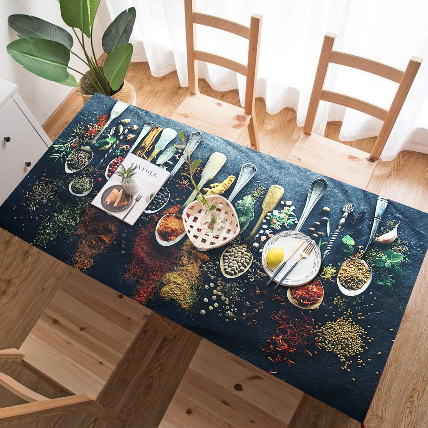 Velvet Tablecloth, 240×145 cm - Multicolor