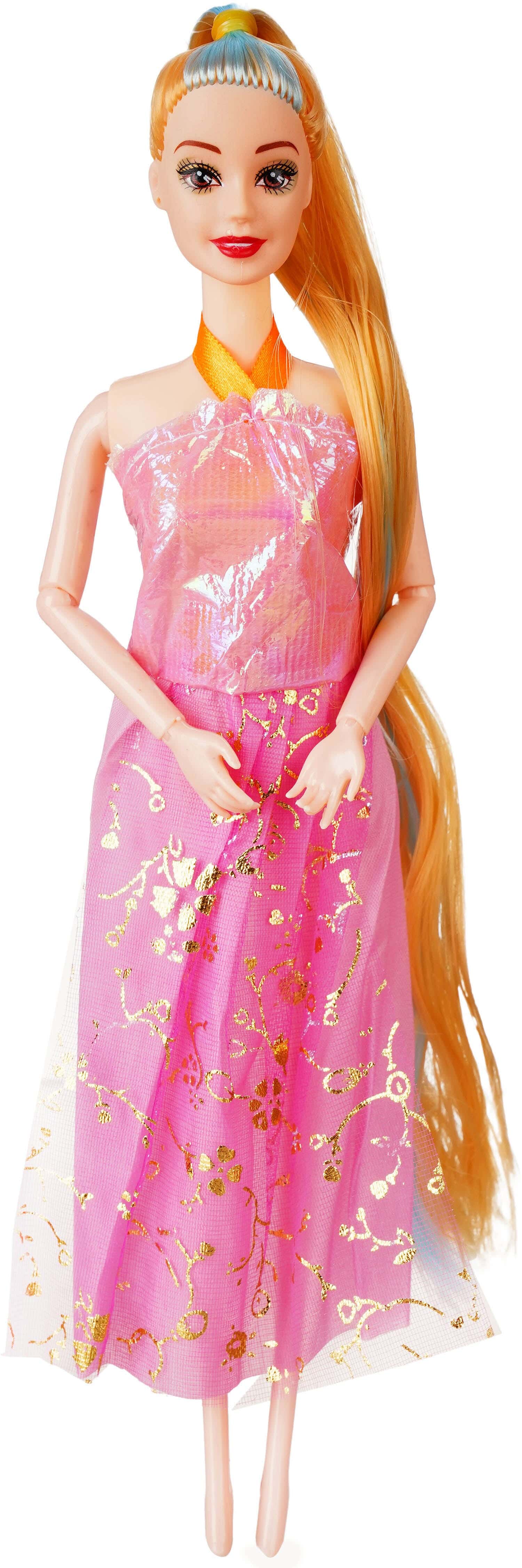Plastic Small Doll In Evening Dress - Multicolor