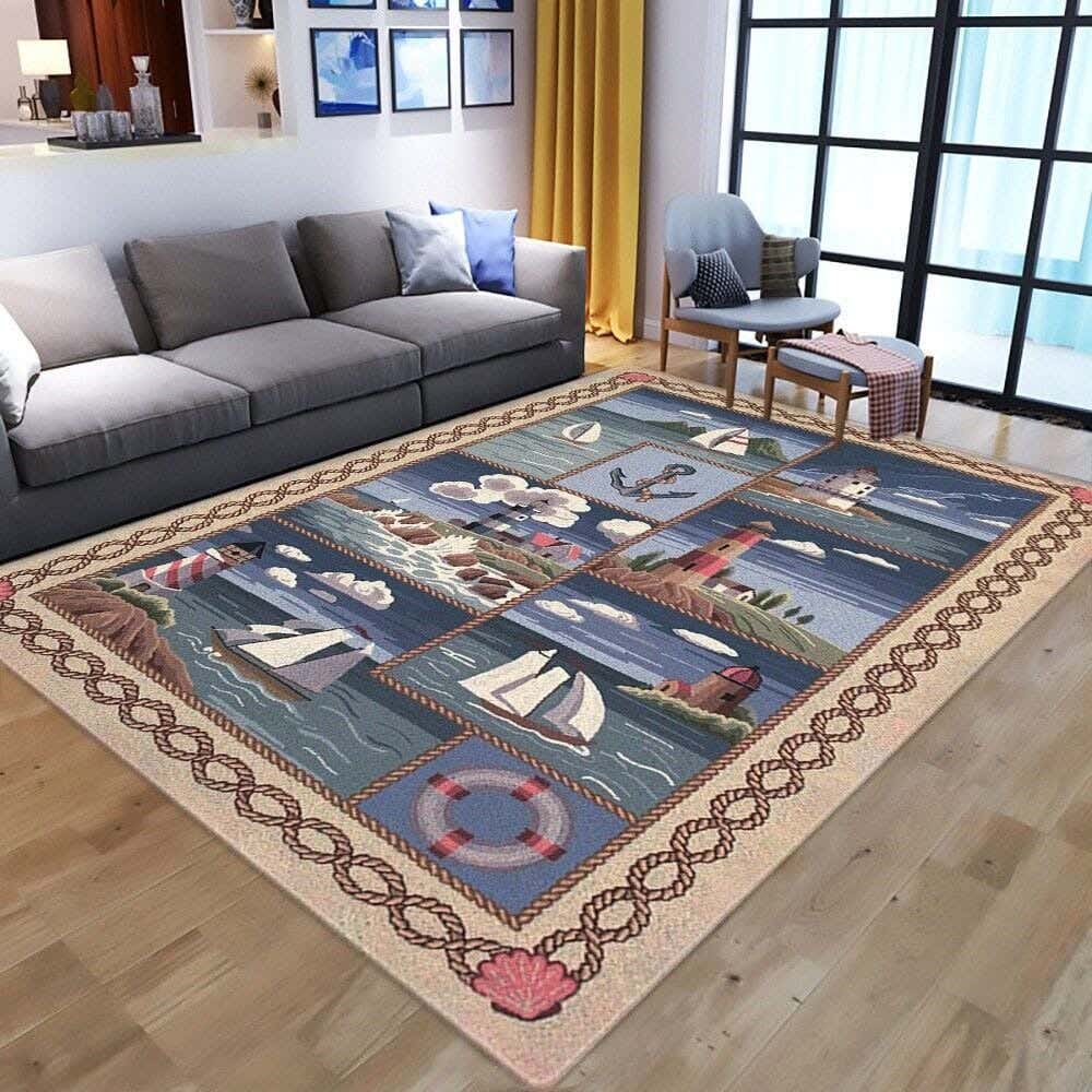 Line Sleep Dots Fabric Carpet protector, 200x300 cm - Multicolor