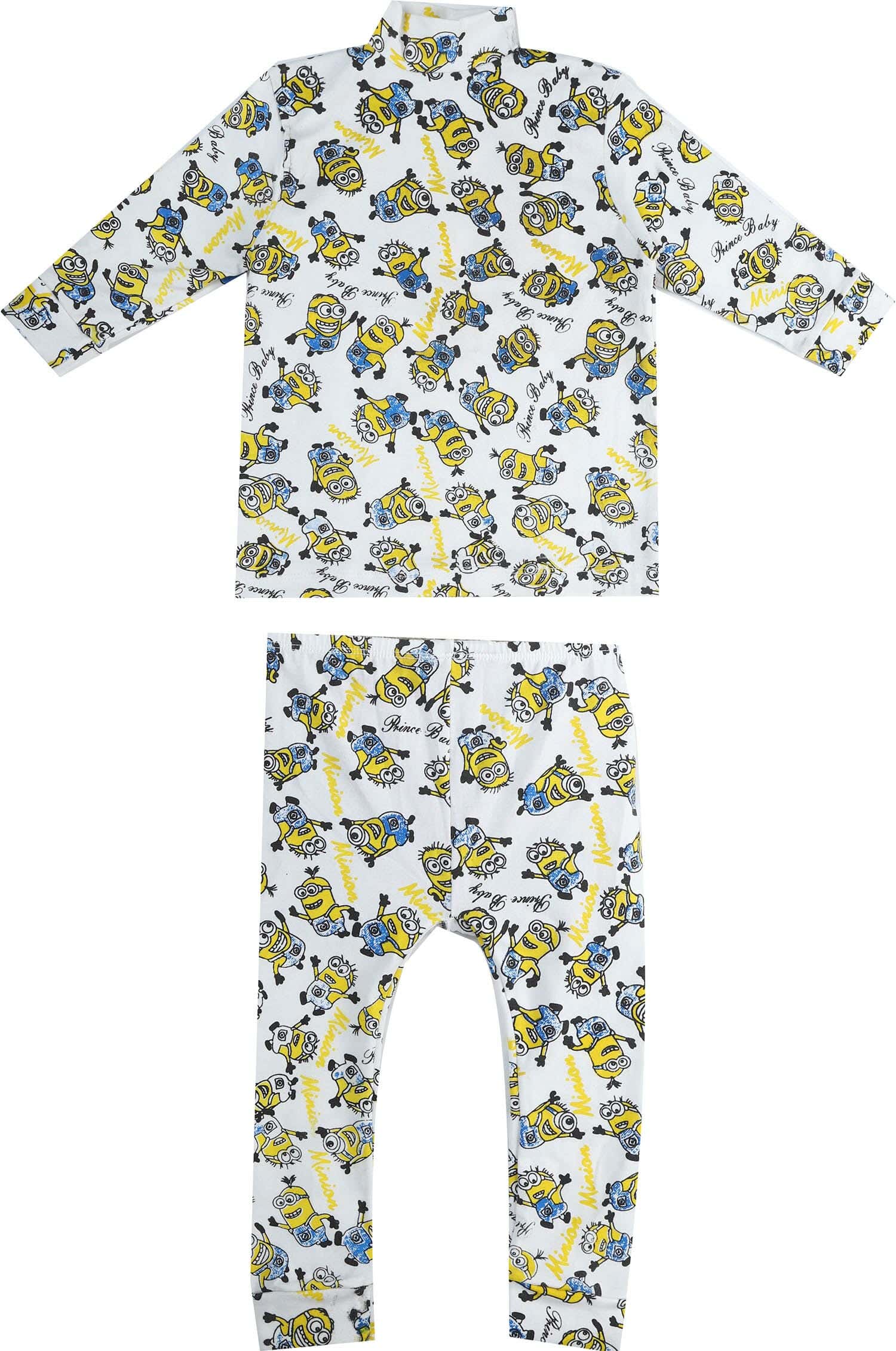 Cotton Pajama Set for Baby, 2 Pieces, Size 1 Years - White Yellow