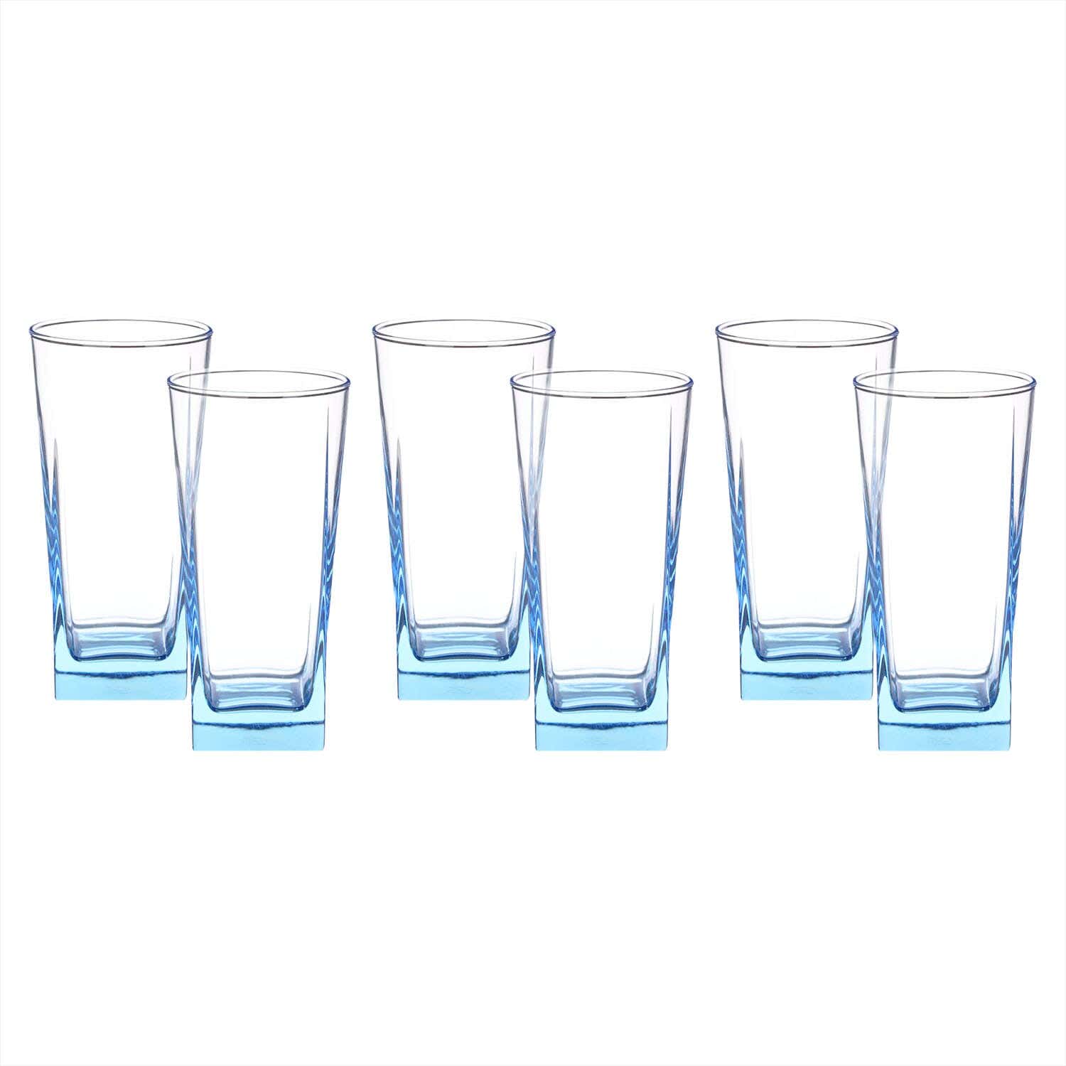 Pasabahce Glass Cups Set, 6 Pieces, 305 ml - Blue