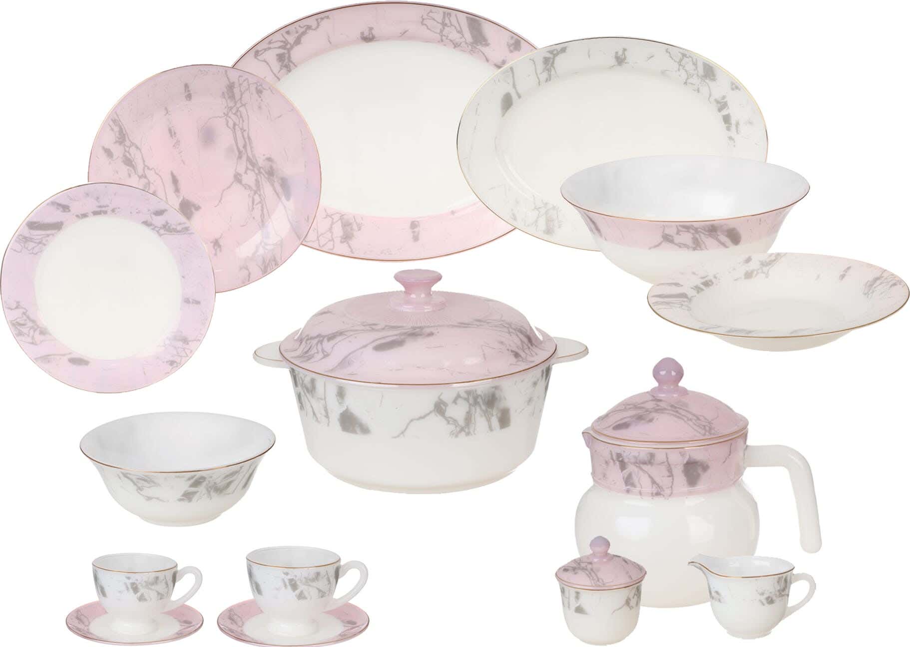 GEMYA Arcopal Round Dinner Set, 58 Pieces - Rose White