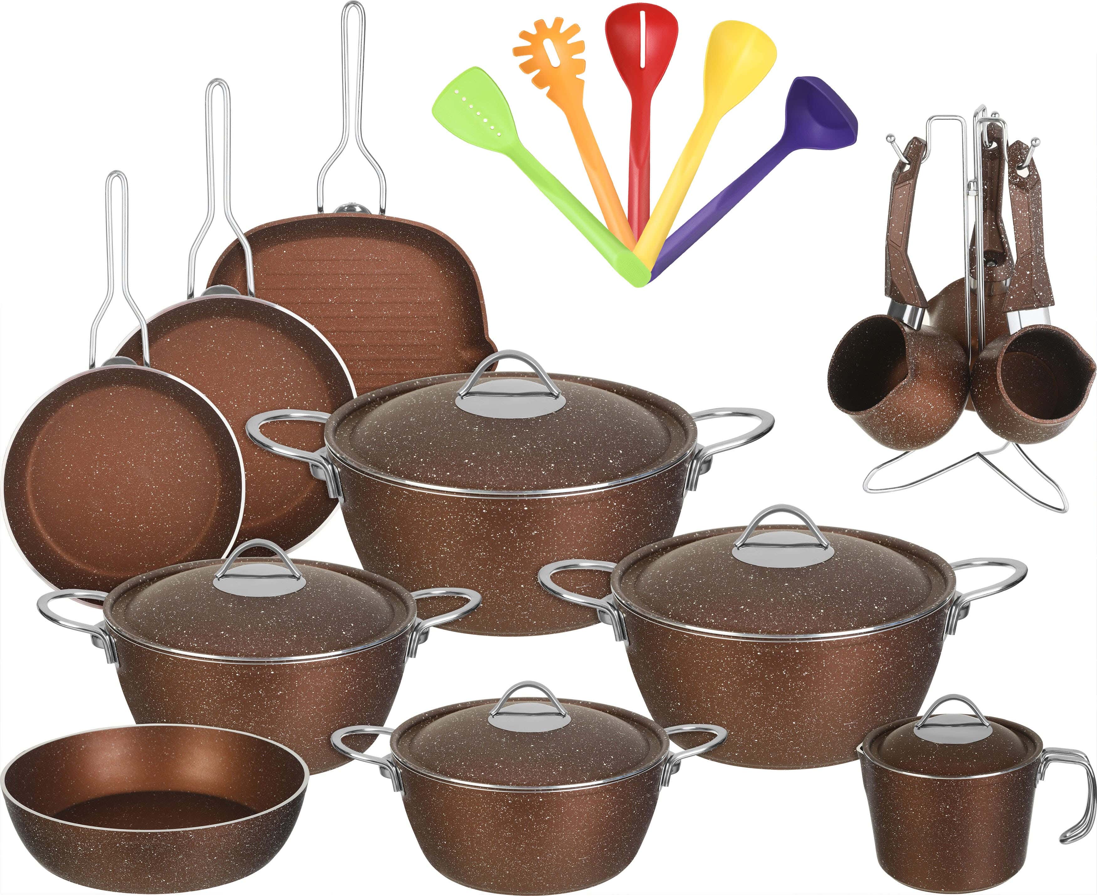 Vision Granite Pots Set, 23 Pieces - Copper