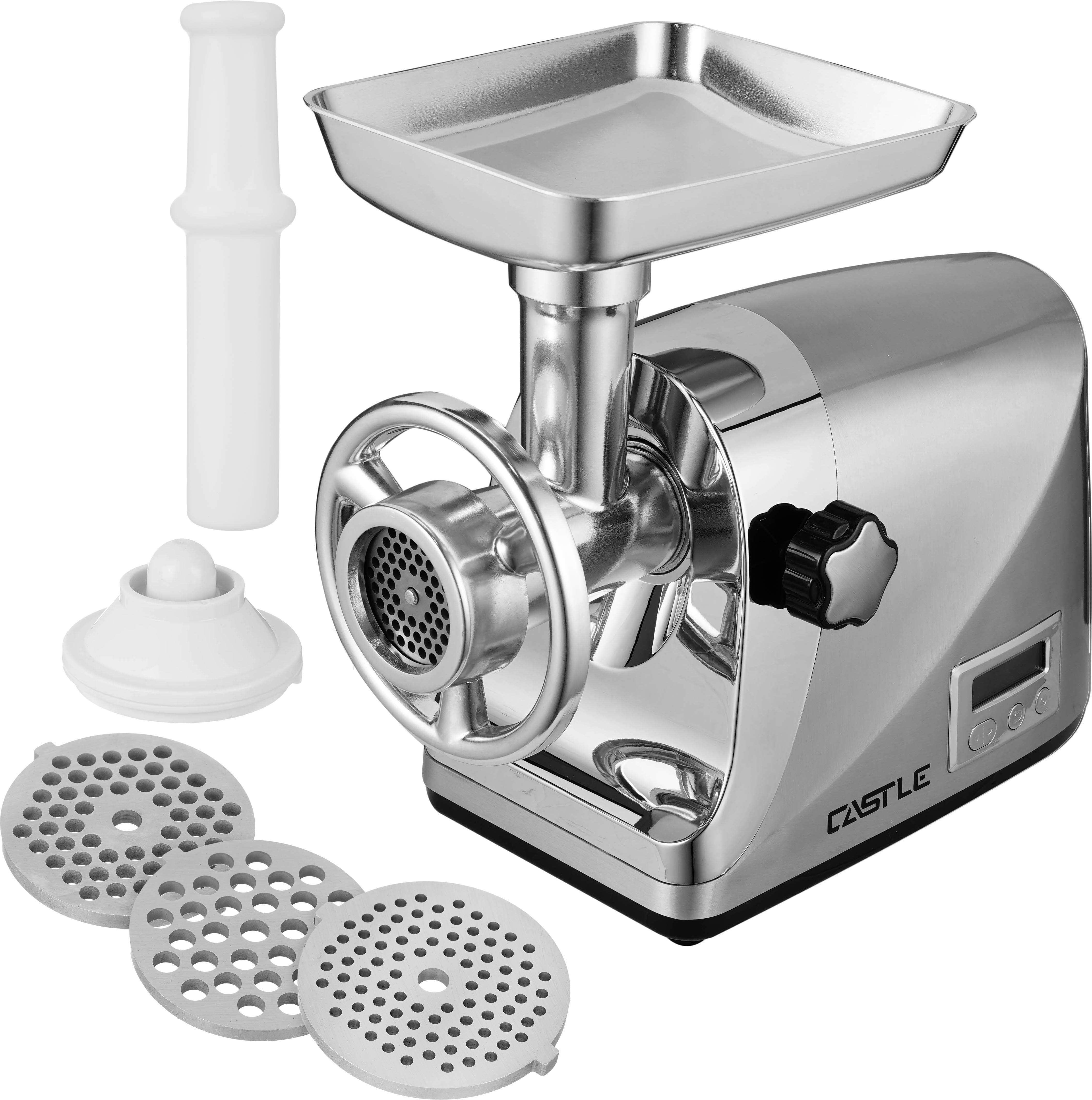 Castel MGA3600 Electric Meat Grinder, 3600 Watt, 5 Functions, Digital - Silver