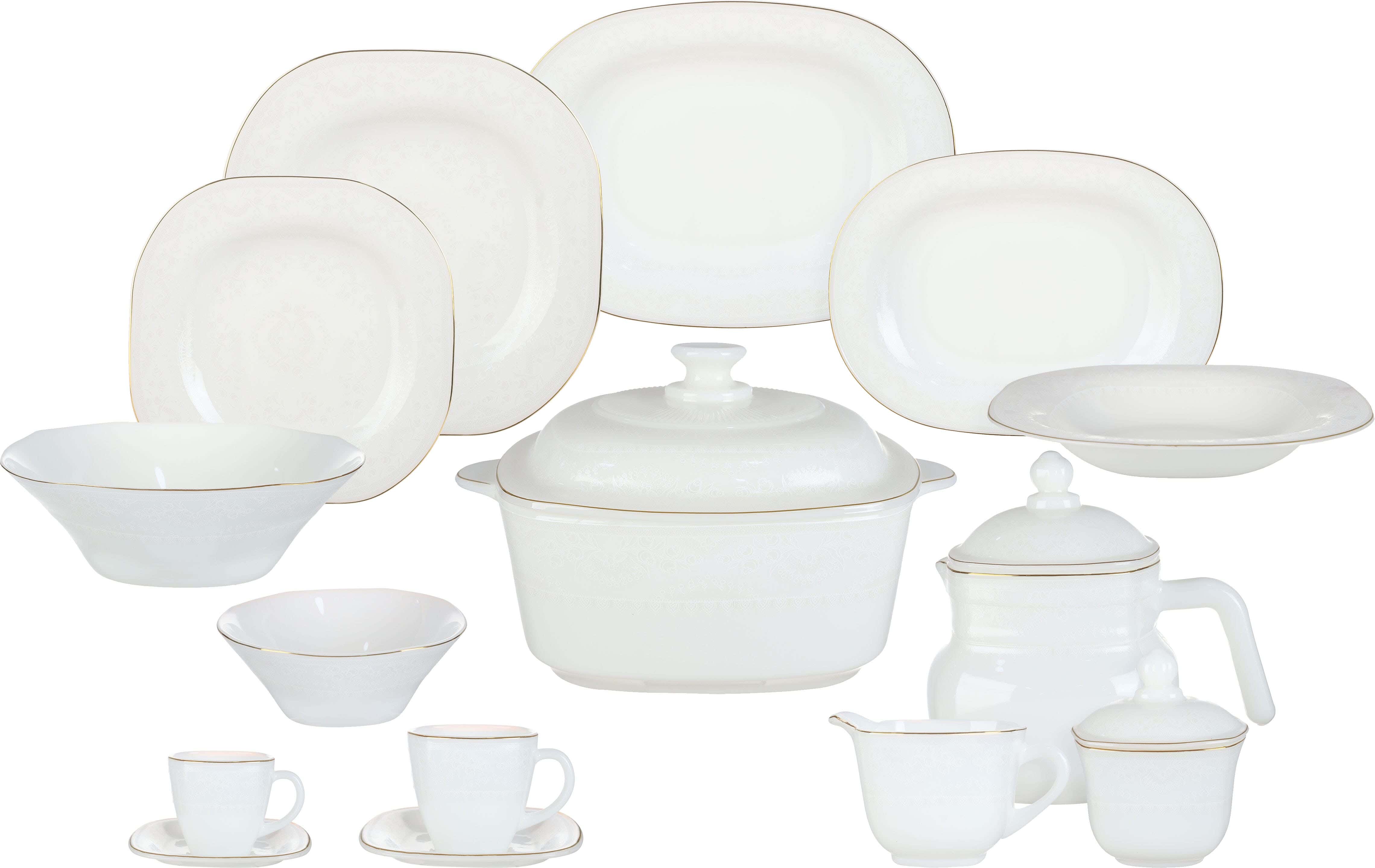GEMYA Arcopal Square Dinner Set, 58 Pieces - White