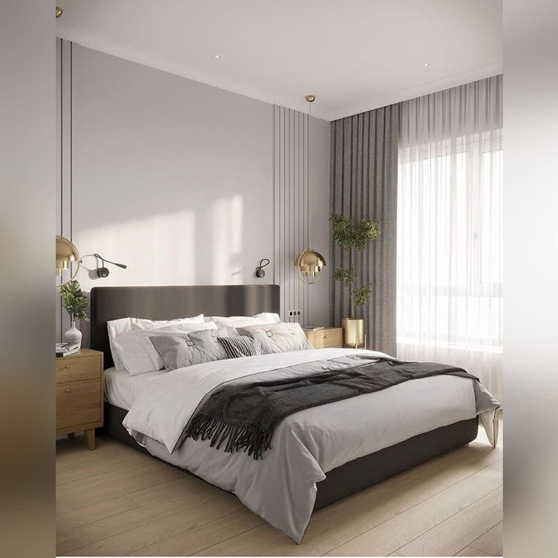 Counter Wood Frame Bed, 122x120x200 cm - Grey