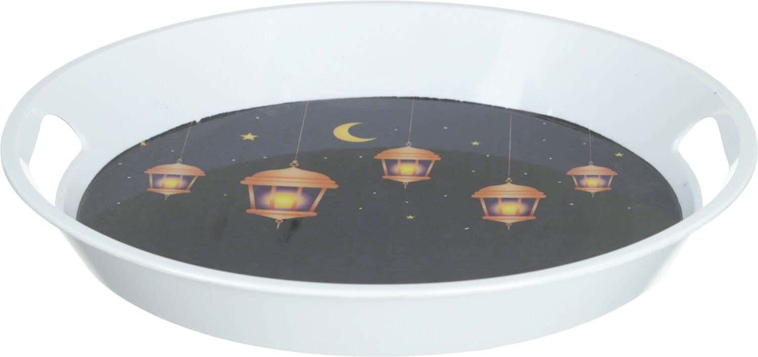 Melamine Round Serving Tray, 38 cm - Multicolor