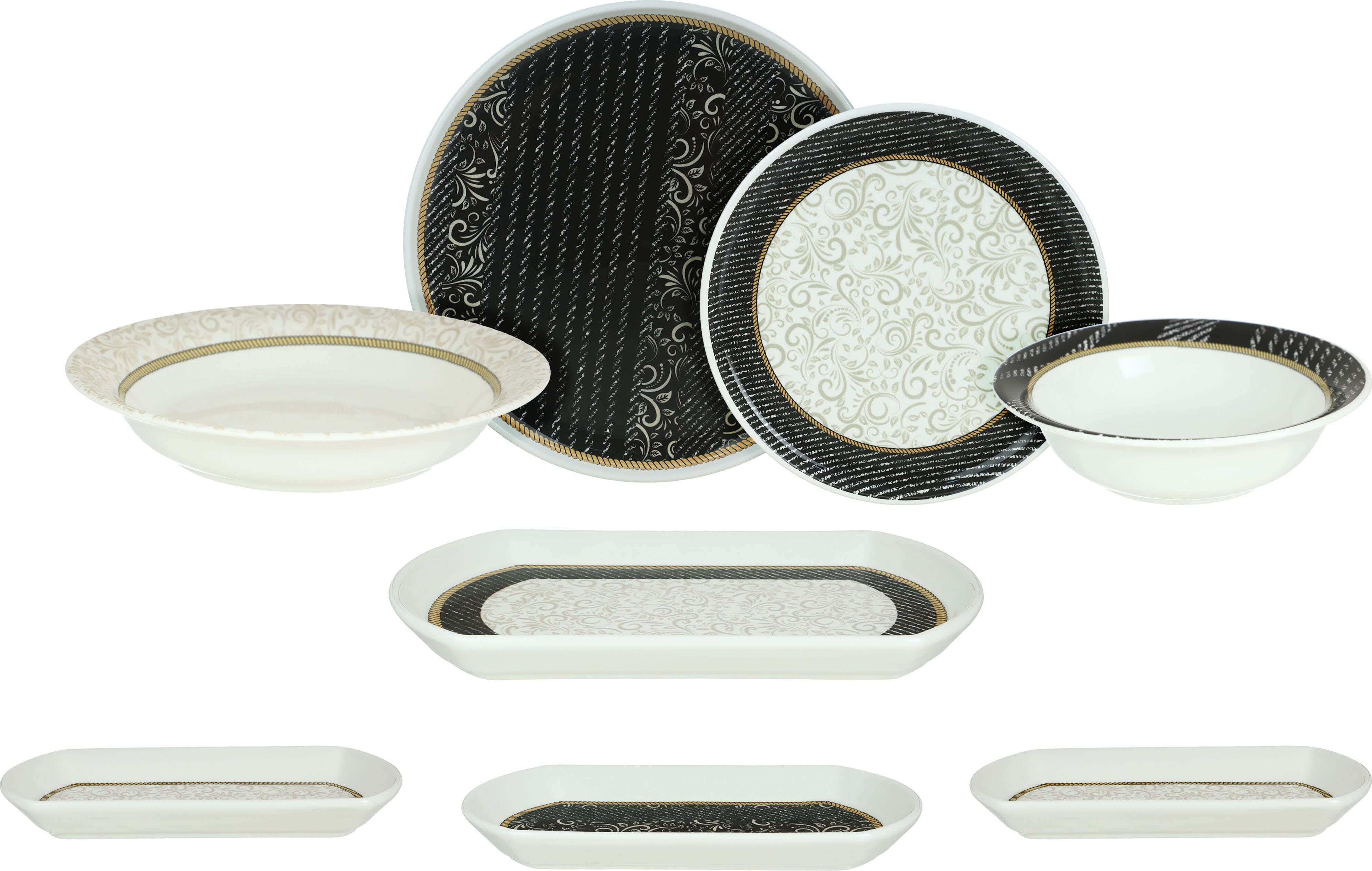 Moultimex Porcelain Round Dinner Set, 28 Pieces - Multicolor