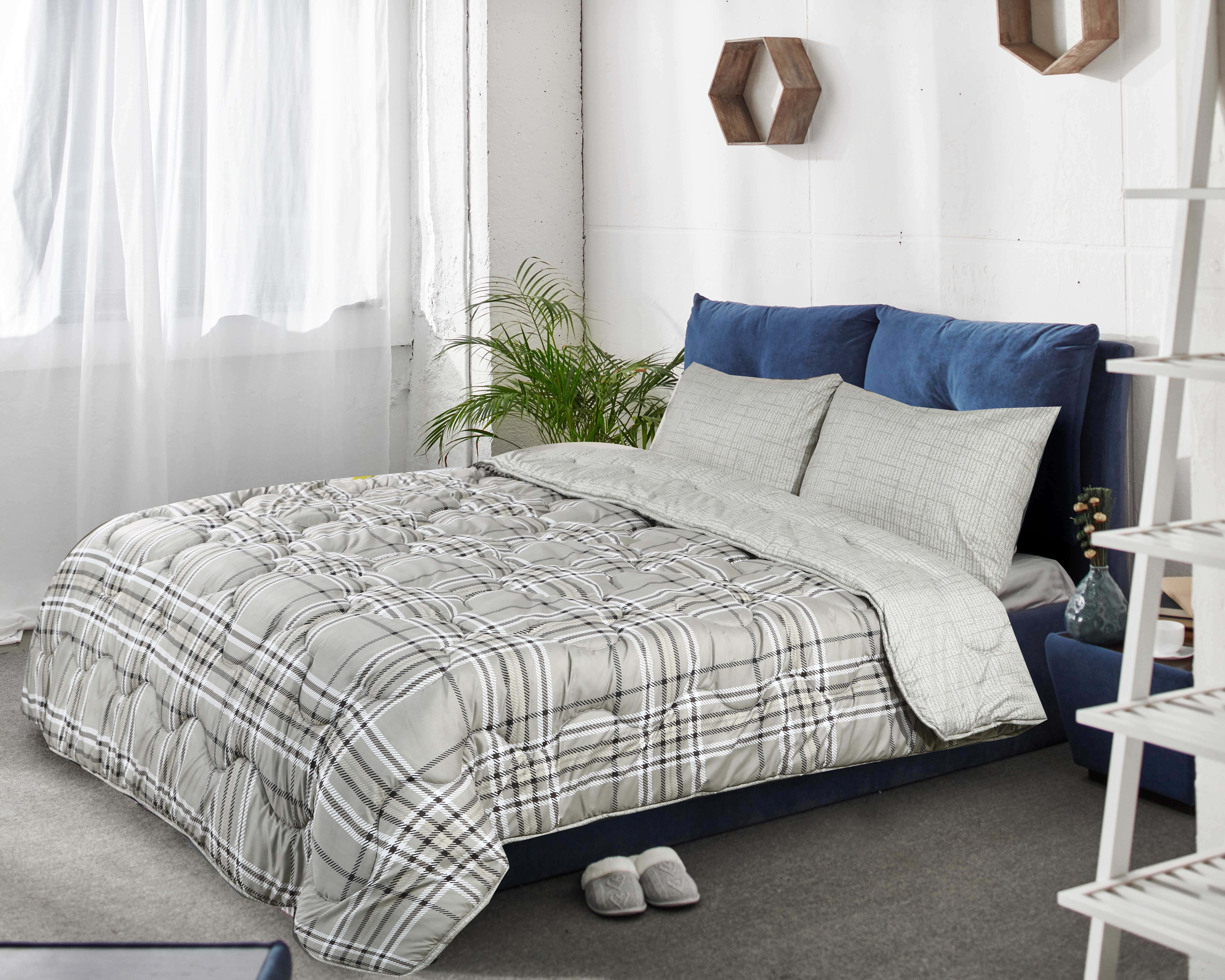 Bed and Bed Microfiber Quilt Set, 3 Pieces, 230x220 cm - Beige