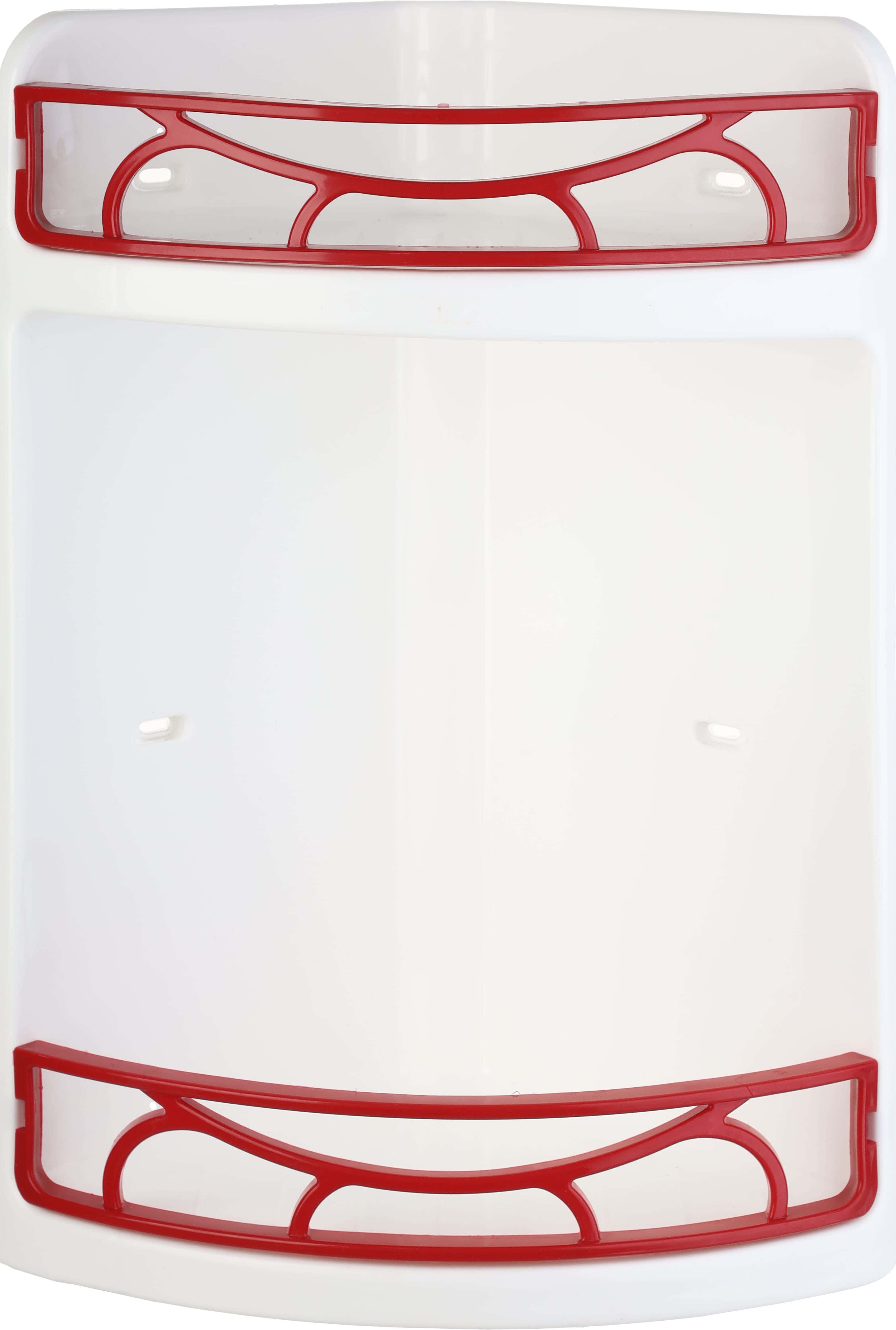 Lamsa Plast Plastic bathroom corner, 2 Tiers, 19×19×41 cm - White Red